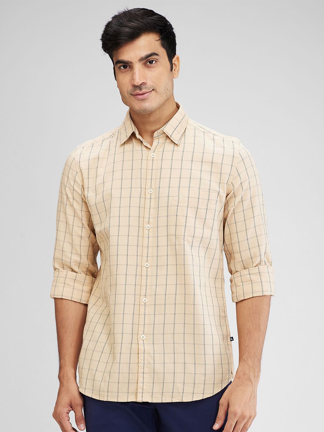Parx Men Spread Collar Grid Tattersall Checks Checked Cotton Slim Fit Casual Shirt, Beige
Parx Men Spread Collar Grid Tattersall Checks Checked Cotton Slim Fit Casual Shirt, Beige