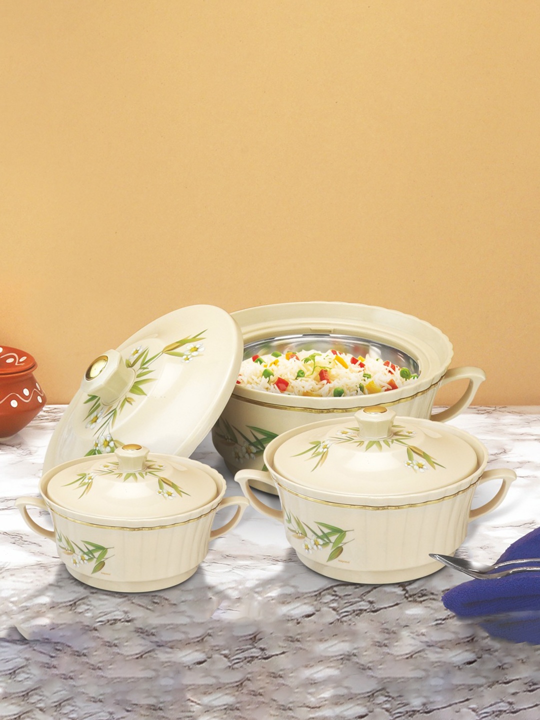 Nayasa Destiny Set Of 3 Ivory Insulated Serving Casseroles - 500ML & 1L & 1.5L, Cream
Nayasa Destiny Set Of 3 Ivory Insulated Serving Casseroles - 500ML & 1L & 1.5L, Cream