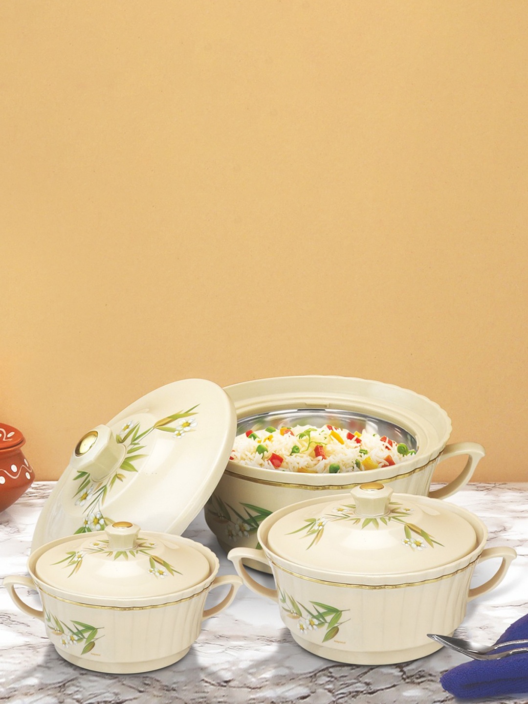 Nayasa Destiny Set Of 3 Beige Insulated Serving Casseroles - 500 ML & 1L & 1.5L
Nayasa Destiny Set Of 3 Beige Insulated Serving Casseroles - 500 ML & 1L & 1.5L