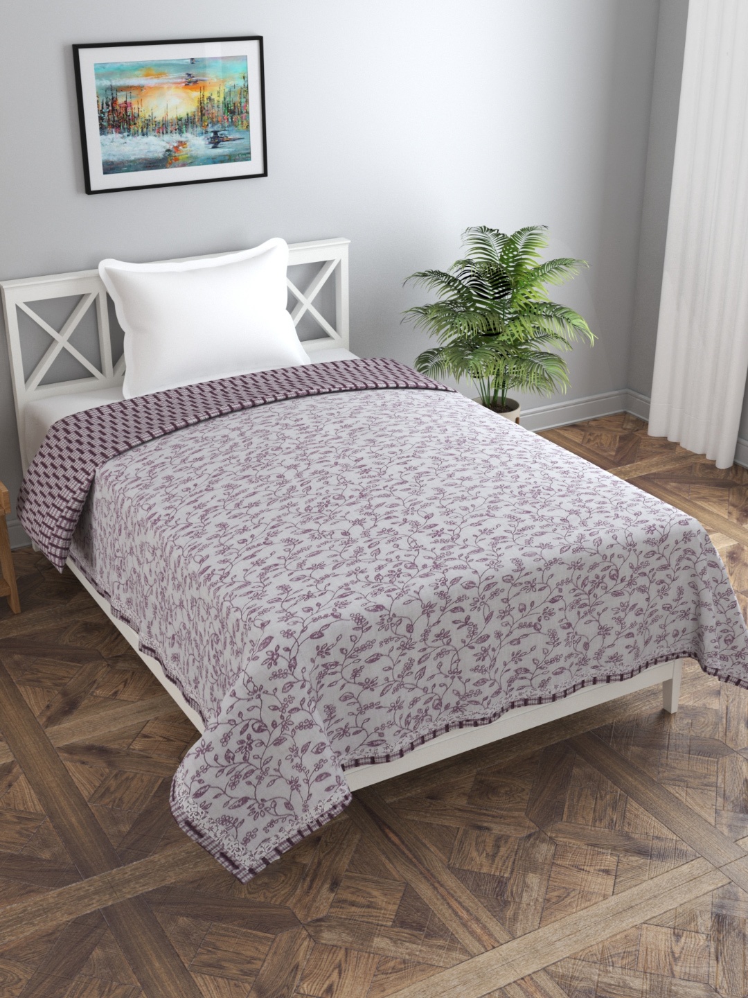 Florida Fiva Lavender & White Floral Cotton 200 GSM AC Room Reversible Single Bed Dohar
Florida Fiva Lavender & White Floral Cotton 200 GSM AC Room Reversible Single Bed Dohar