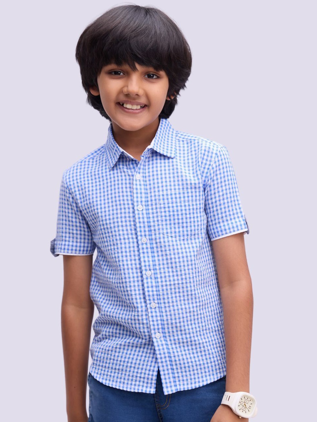 Bombay High Boys Standard Spread Collar Gingham Checks Checked Polycotton Casual Shirt, Blue
Bombay High Boys Standard Spread Collar Gingham Checks Checked Polycotton Casual Shirt, Blue