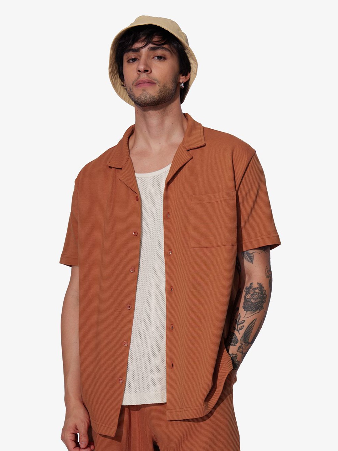 The Souled Store Men Cuban Collar Textured Solid Cotton Oversized Casual Shirt, Orange
The Souled Store Men Cuban Collar Textured Solid Cotton Oversized Casual Shirt, Orange