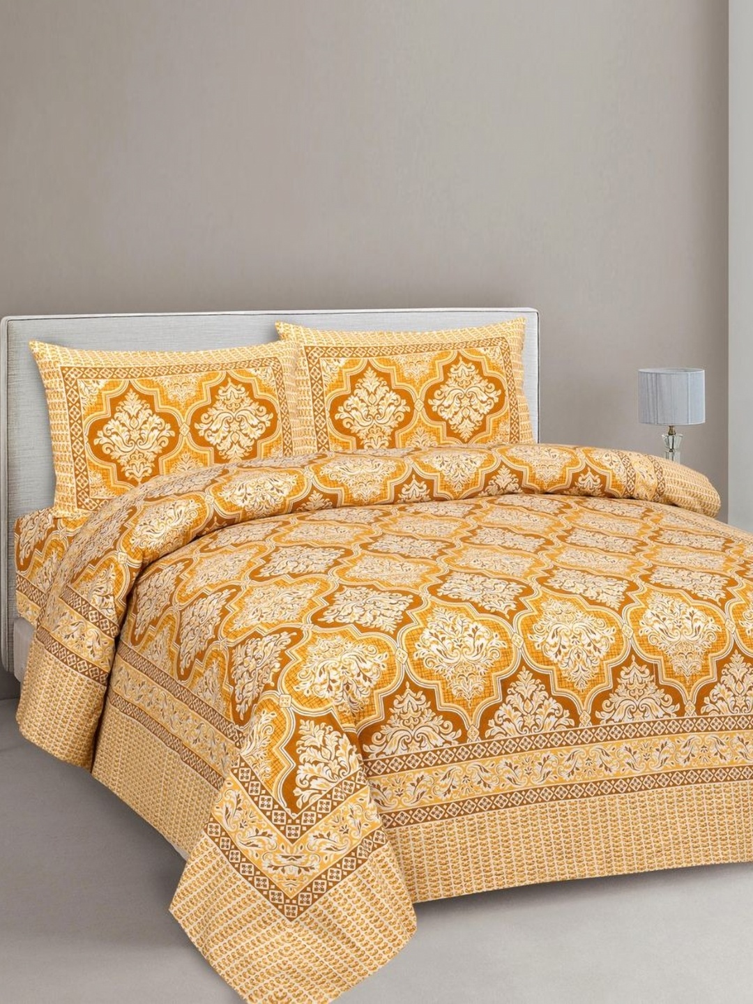 CLOTHOLOGY Gold-Toned & Maroon Ethnic Motifs 180 TC King Bedsheet with 2 Pillow Covers
CLOTHOLOGY Gold-Toned & Maroon Ethnic Motifs 180 TC King Bedsheet with 2 Pillow Covers