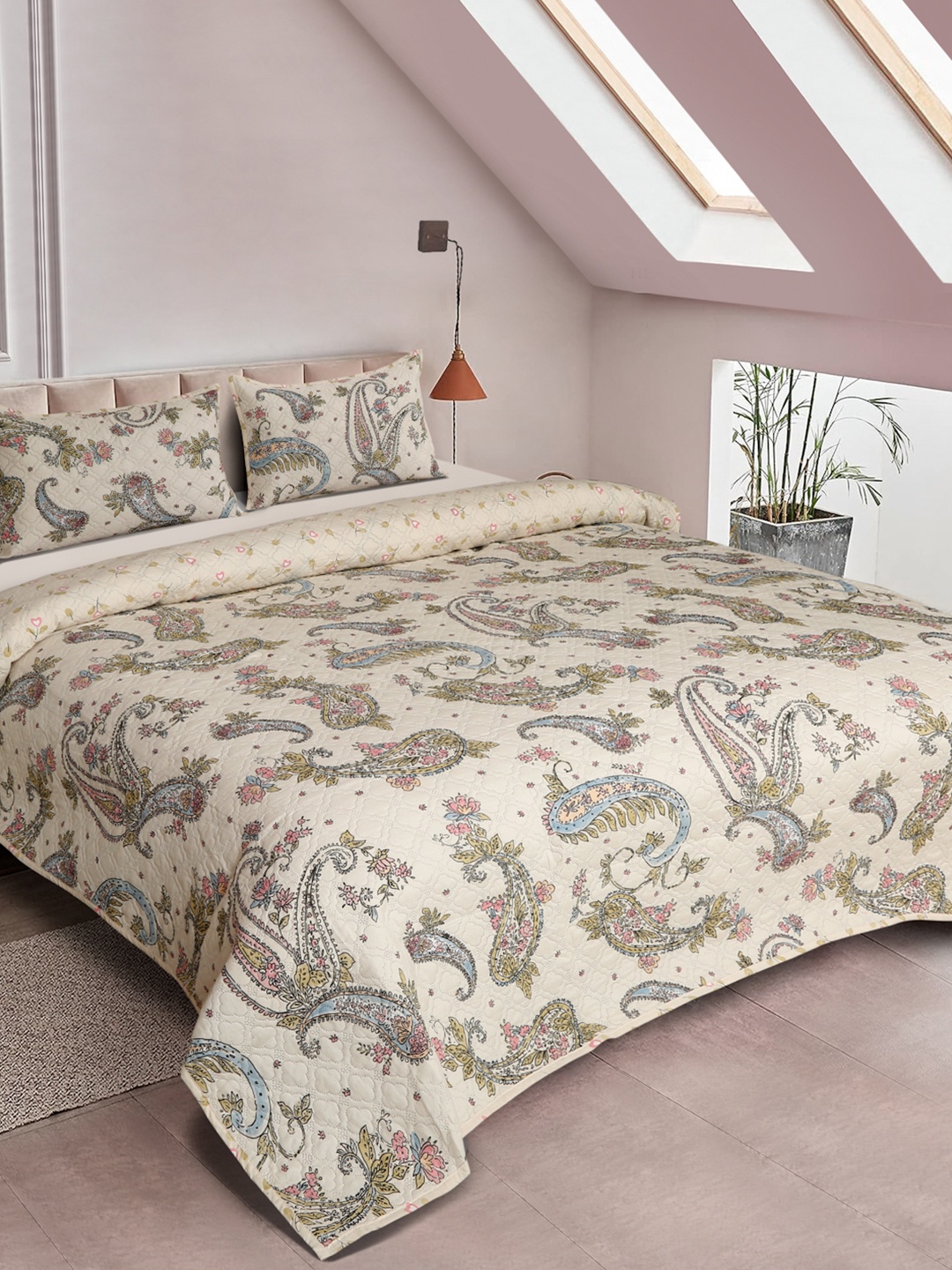 DREAM WEAVERZ Microfiber Beige & Black Floral Double Queen Bed Cover With 2 Pillows
DREAM WEAVERZ Microfiber Beige & Black Floral Double Queen Bed Cover With 2 Pillows