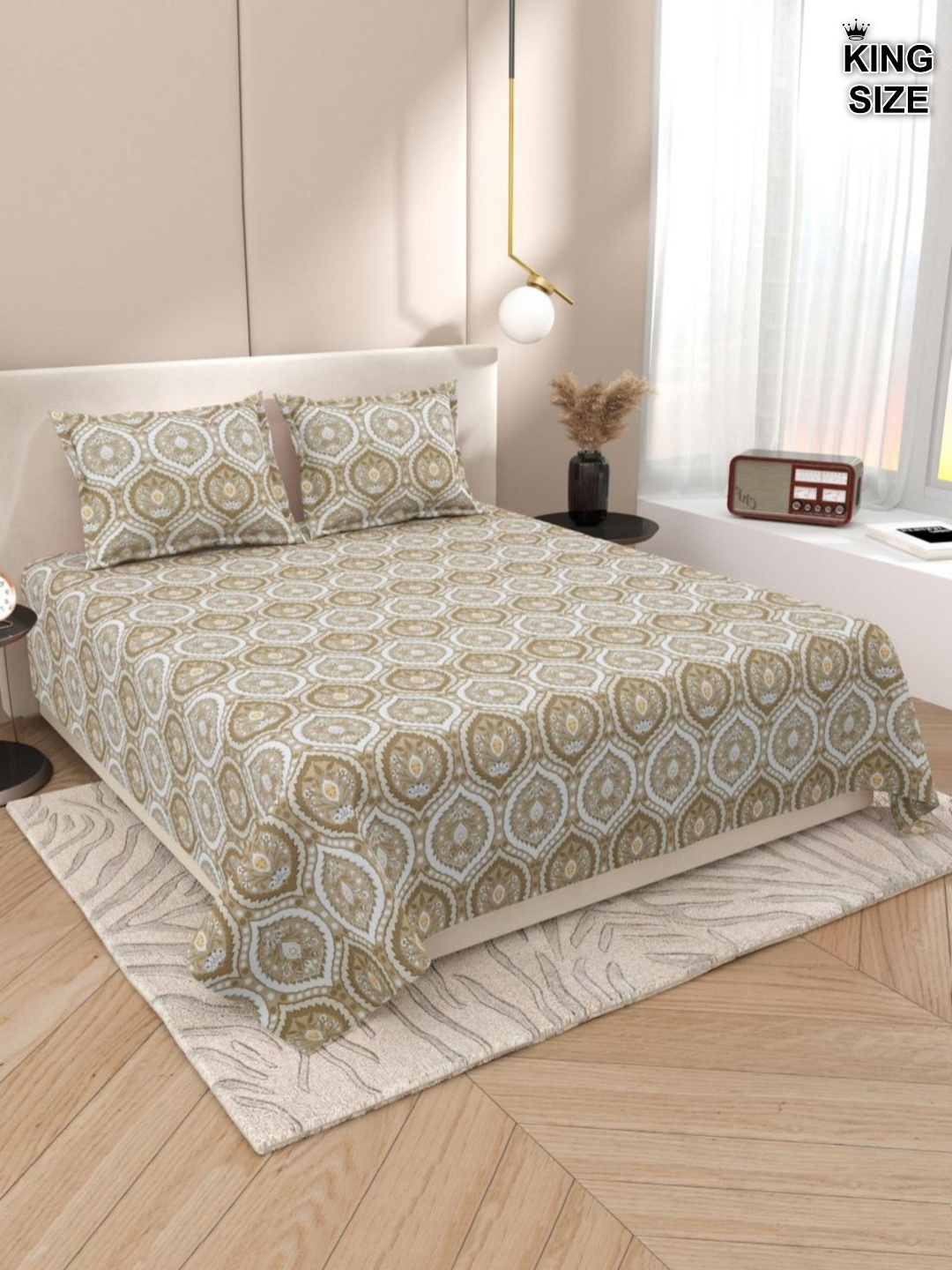 DREAM WEAVERZ Brown Geometric Printed Cotton 220 TC King Bedsheet with 2 Pillow Covers
DREAM WEAVERZ Brown Geometric Printed Cotton 220 TC King Bedsheet with 2 Pillow Covers
