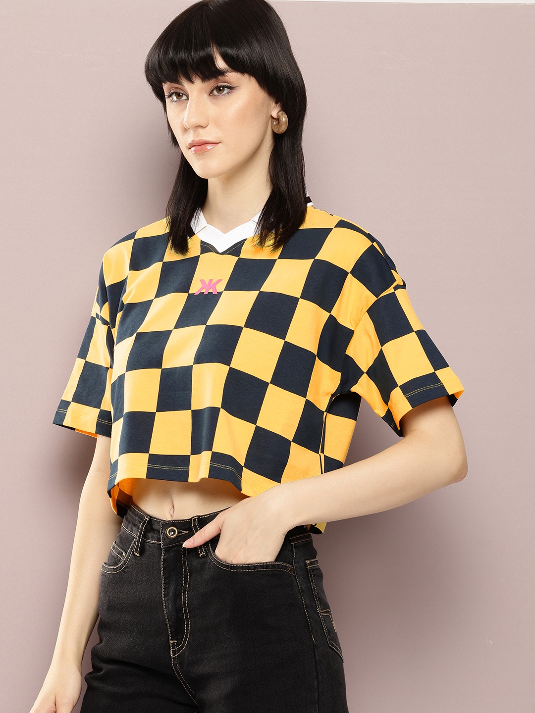 Kook N Keech Checked Polo Collar Drop-Shoulder Sleeves Pure Cotton Boxy T-shirt, Yellow
Kook N Keech Checked Polo Collar Drop-Shoulder Sleeves Pure Cotton Boxy T-shirt, Yellow