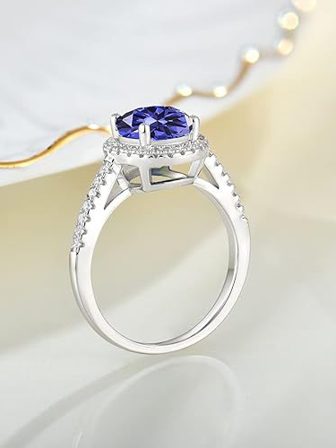 BRD Jewelry 925 Sterling Silver 14KT White Gold-Plated AD & Sapphire-Studded Finger Ring
BRD Jewelry 925 Sterling Silver 14KT White Gold-Plated AD & Sapphire-Studded Finger Ring
