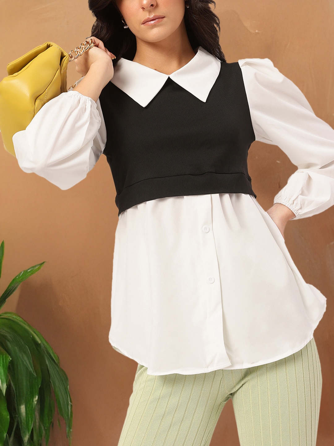 DressBerry Casually Sophisticated Layered Detail Puff Sleeves Shirt-Style Longline Top, White
DressBerry Casually Sophisticated Layered Detail Puff Sleeves Shirt-Style Longline Top, White