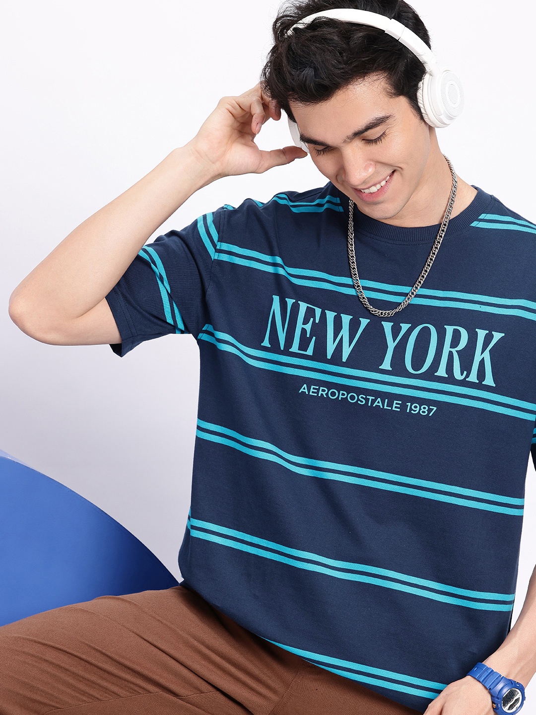 Aeropostale Typography Printed Striped Drop-Shoulder Sleeves Pure Cotton T-shirt, Navy blue
Aeropostale Typography Printed Striped Drop-Shoulder Sleeves Pure Cotton T-shirt, Navy blue