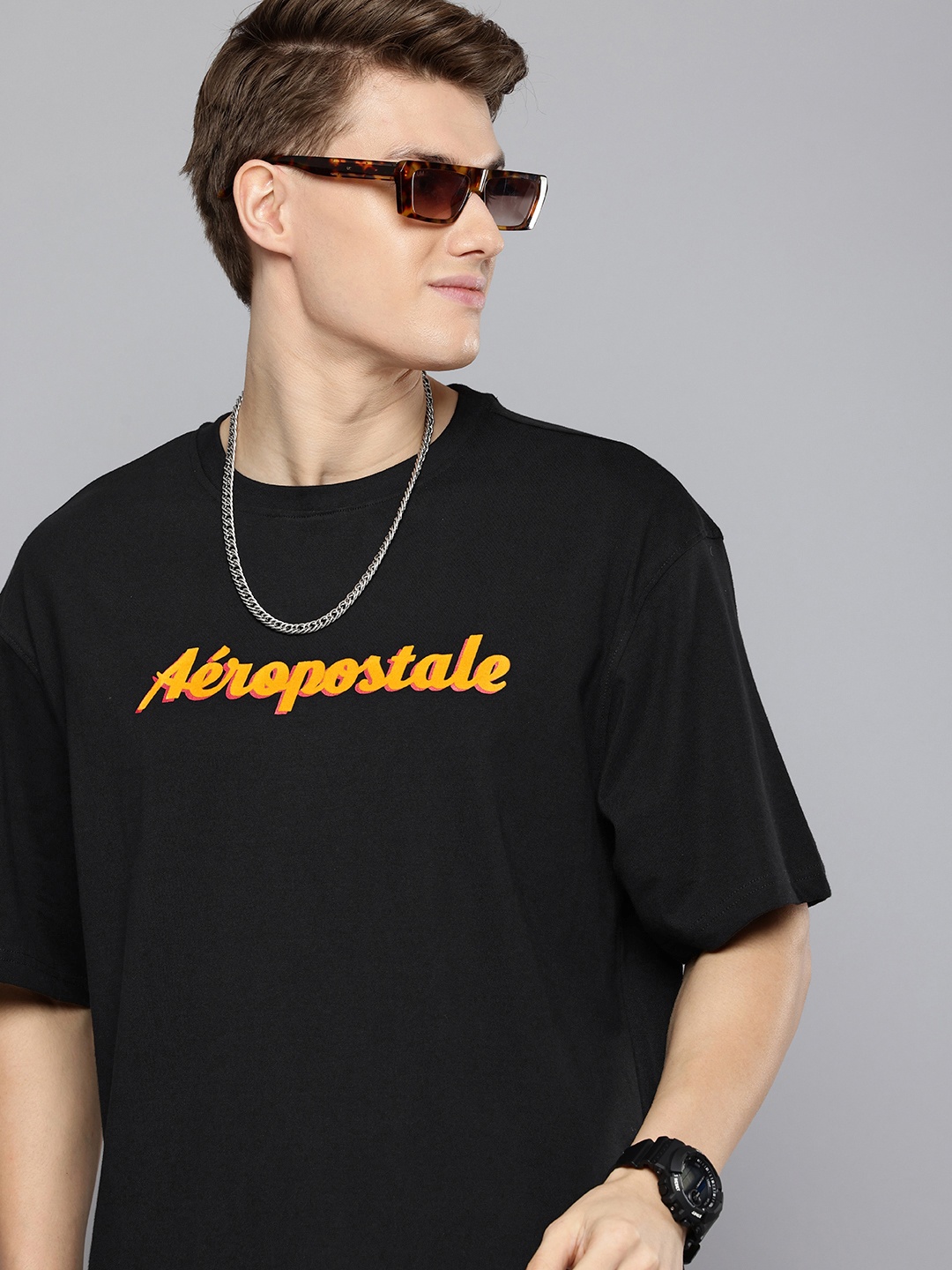 Aeropostale Typography Printed Drop-Shoulder Sleeves Pure Cotton Relaxed Fit T-shirt, Black
Aeropostale Typography Printed Drop-Shoulder Sleeves Pure Cotton Relaxed Fit T-shirt, Black