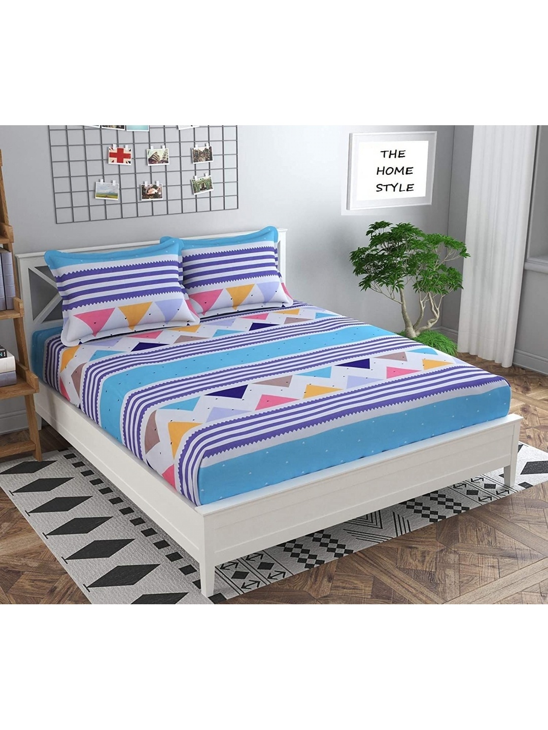 Innovative Edge Blue Geometric Fitted Cotton 160 TC King Bedsheet with 2 Pillow Covers
Innovative Edge Blue Geometric Fitted Cotton 160 TC King Bedsheet with 2 Pillow Covers