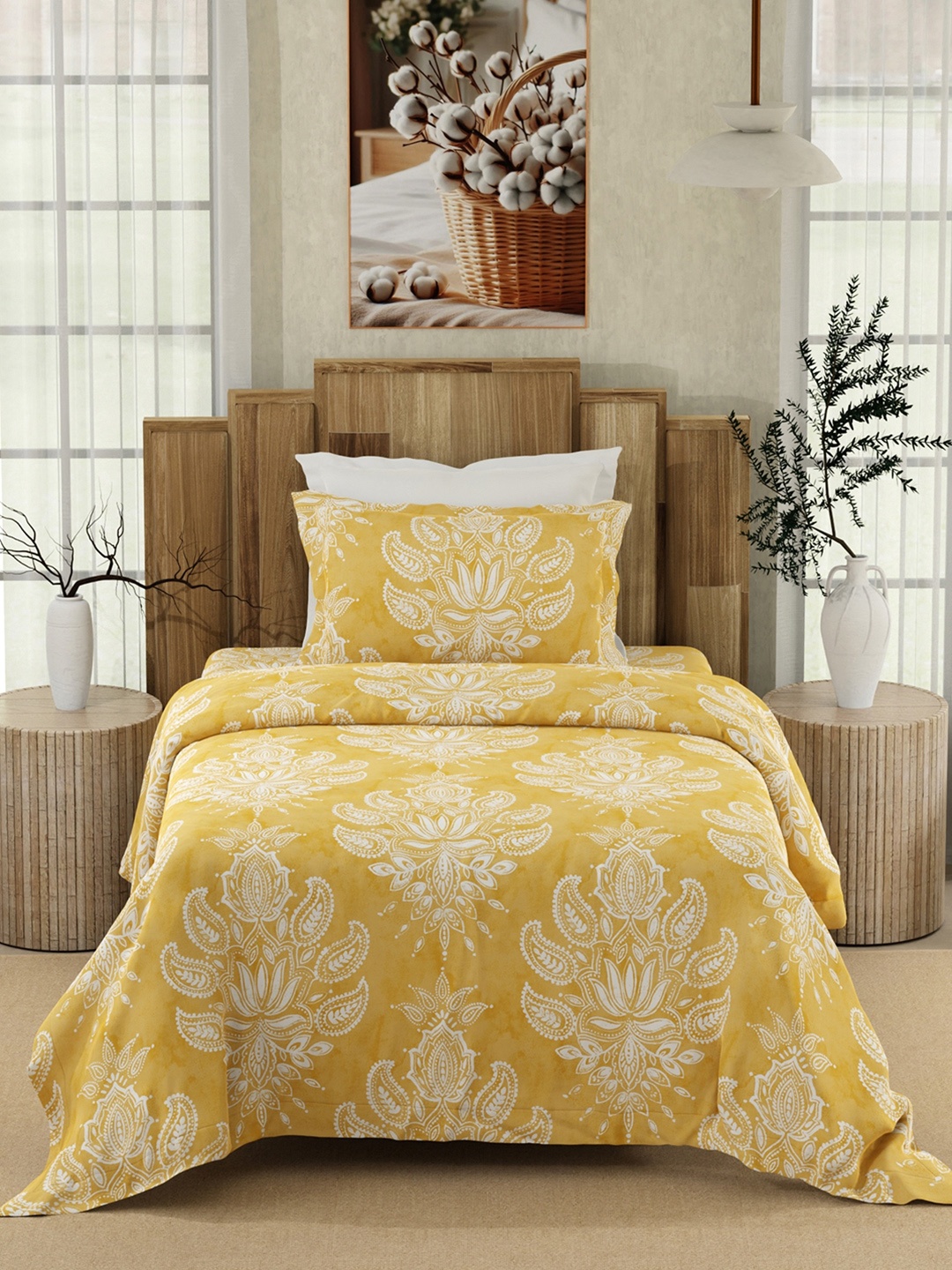 Color Sense Yellow & White Floral Pure Cotton 200 TC Single Bedsheet with 1 Pillow Covers
Color Sense Yellow & White Floral Pure Cotton 200 TC Single Bedsheet with 1 Pillow Covers