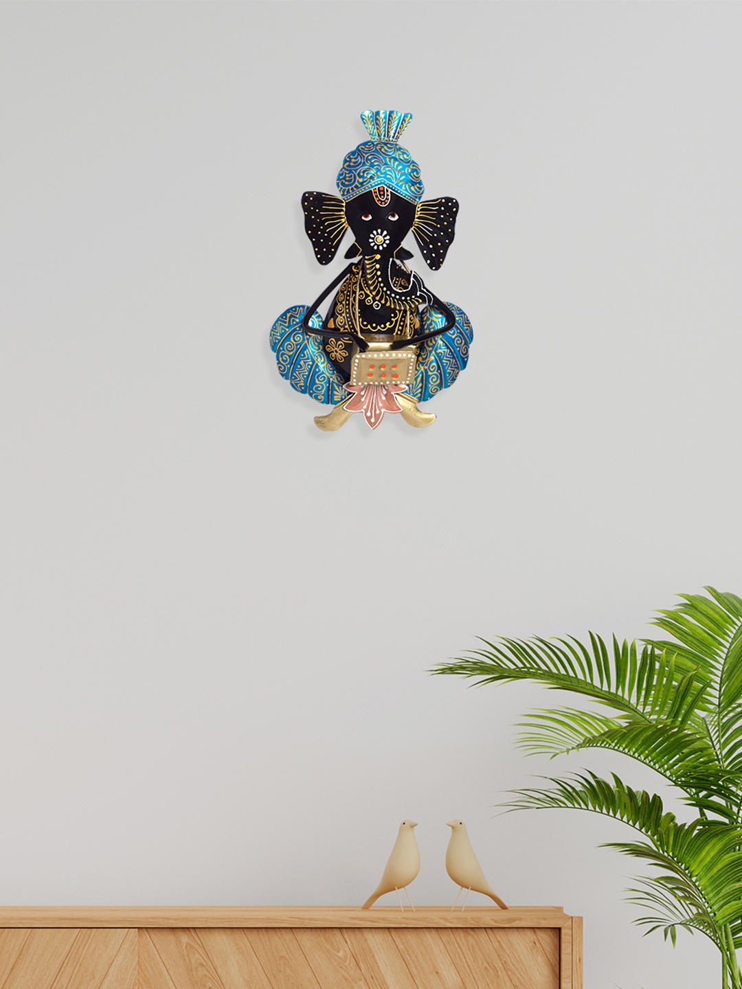 Golden Peacock Blue & Black Lord Ganesh Playing Musical Instrument Wall Decor
Golden Peacock Blue & Black Lord Ganesh Playing Musical Instrument Wall Decor