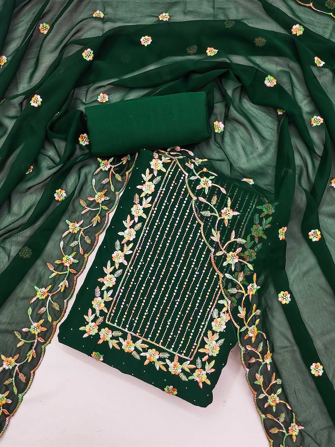 Panzora Ethnic Motifs Embroidered Beads and Stones & Thread Work Unstitched Dress Material, Green
Panzora Ethnic Motifs Embroidered Beads and Stones & Thread Work Unstitched Dress Material, Green