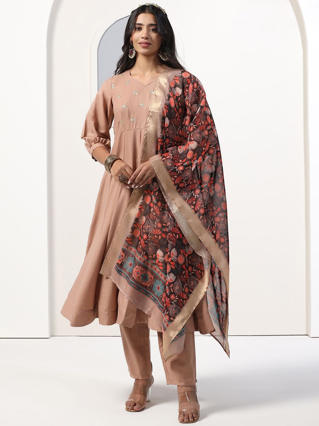 FASHION DREAM Embroidered Sequinned Anarkali Kurta with Salwar & With Dupatta, Beige
FASHION DREAM Embroidered Sequinned Anarkali Kurta with Salwar & With Dupatta, Beige