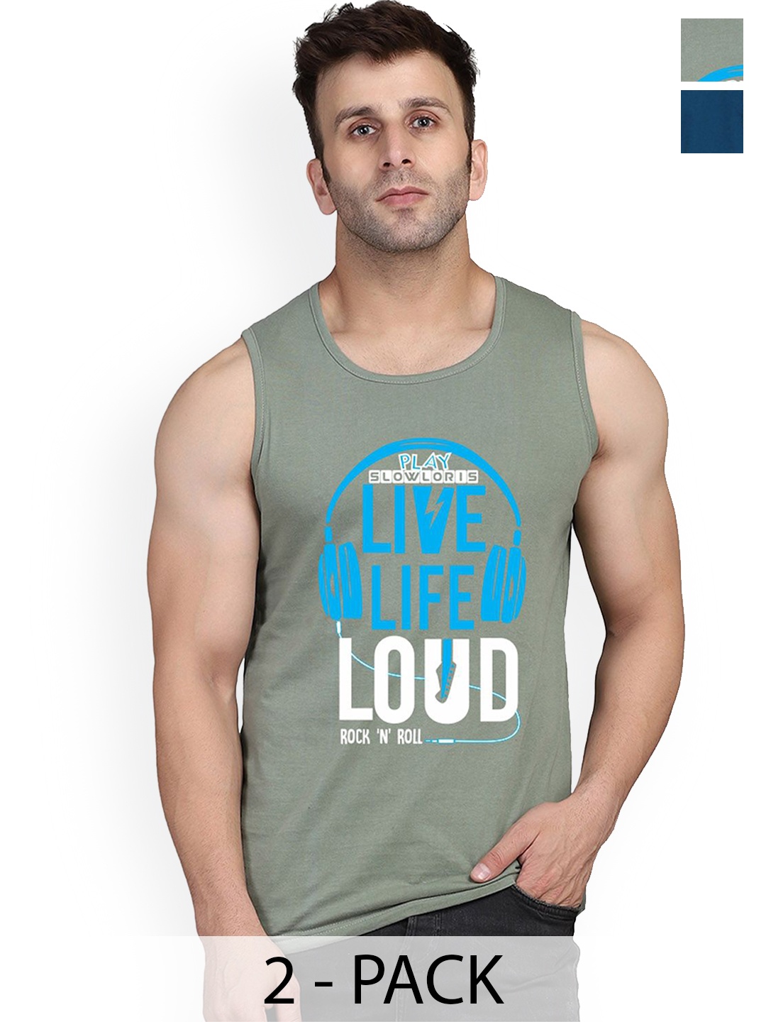 SLOWLORIS Pack Of 2 Men Printed Gym Vests SL26 COMBO (LOUD LGTGREEN) (ADV PEACOCK)-PEACOCK, Green
SLOWLORIS Pack Of 2 Men Printed Gym Vests SL26 COMBO (LOUD LGTGREEN) (ADV PEACOCK)-PEACOCK, Green