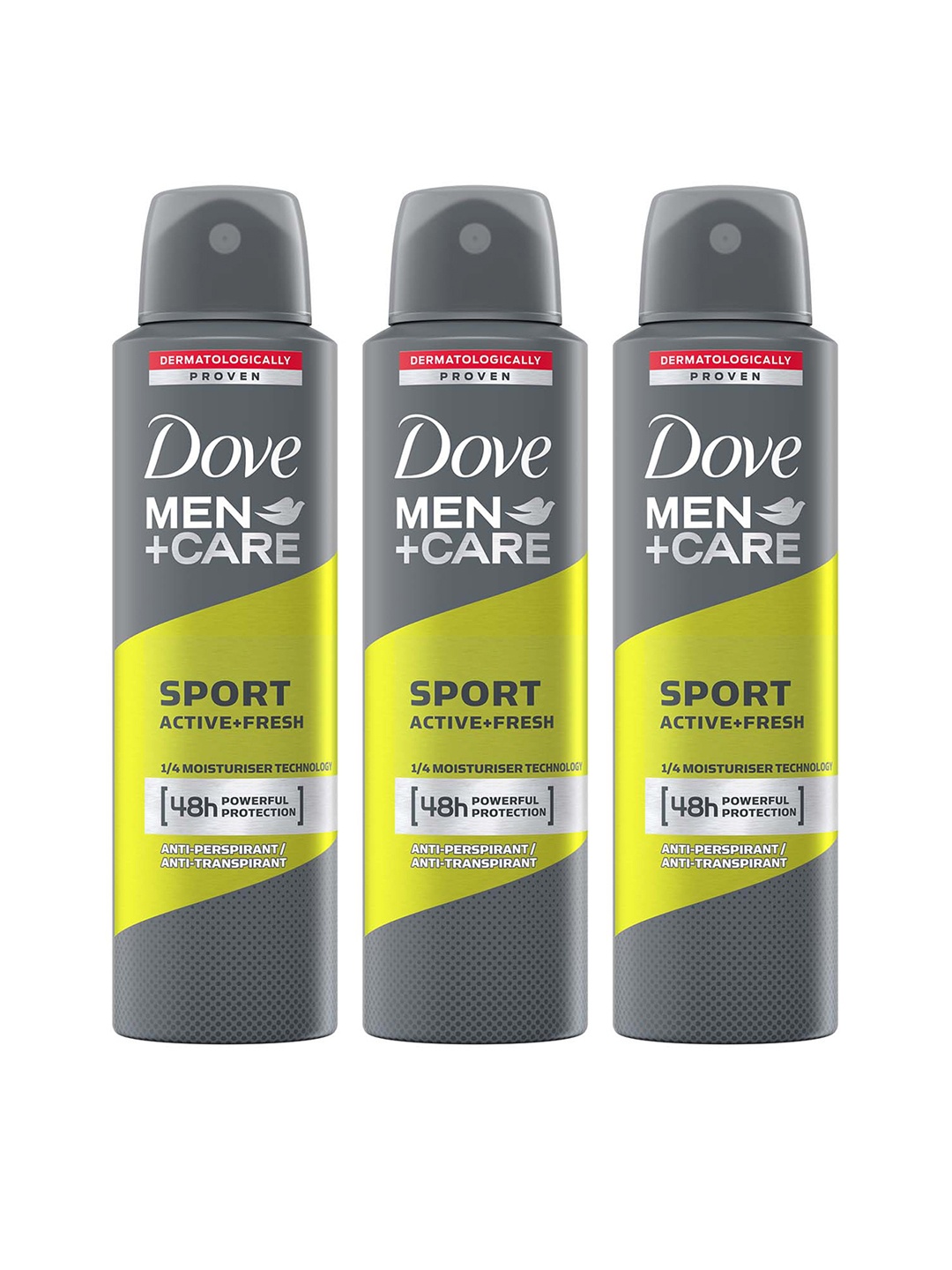 Dove Men Set of 3 +Care Sport Active+Fresh Dry Spray Anti-Perspirant Deodorant- 150ml Each, Yellow
Dove Men Set of 3 +Care Sport Active+Fresh Dry Spray Anti-Perspirant Deodorant- 150ml Each, Yellow
