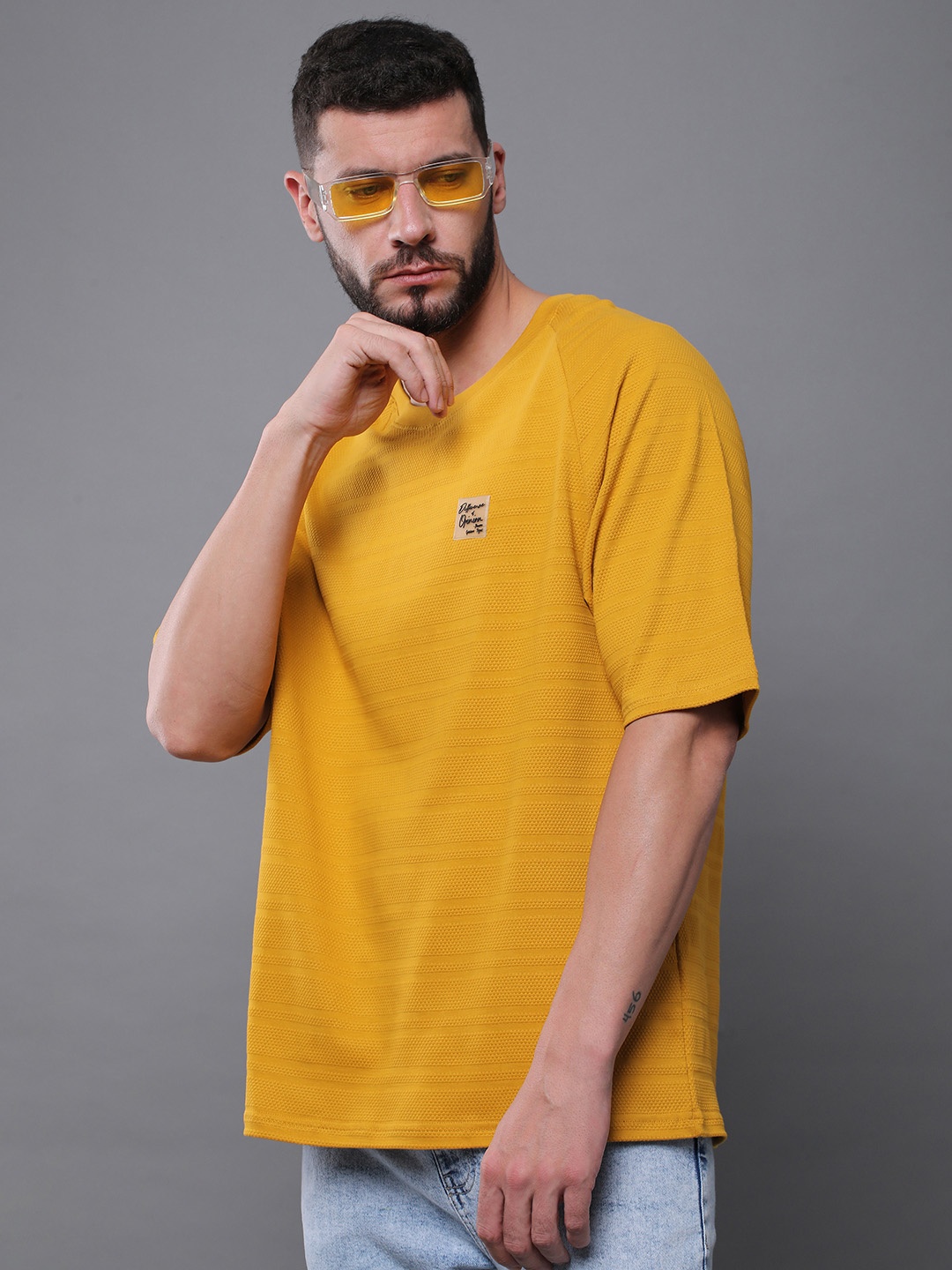 Difference of Opinion Men Solid Popcorn Structure Oversized Raglan T-Shirt, Yellow
Difference of Opinion Men Solid Popcorn Structure Oversized Raglan T-Shirt, Yellow