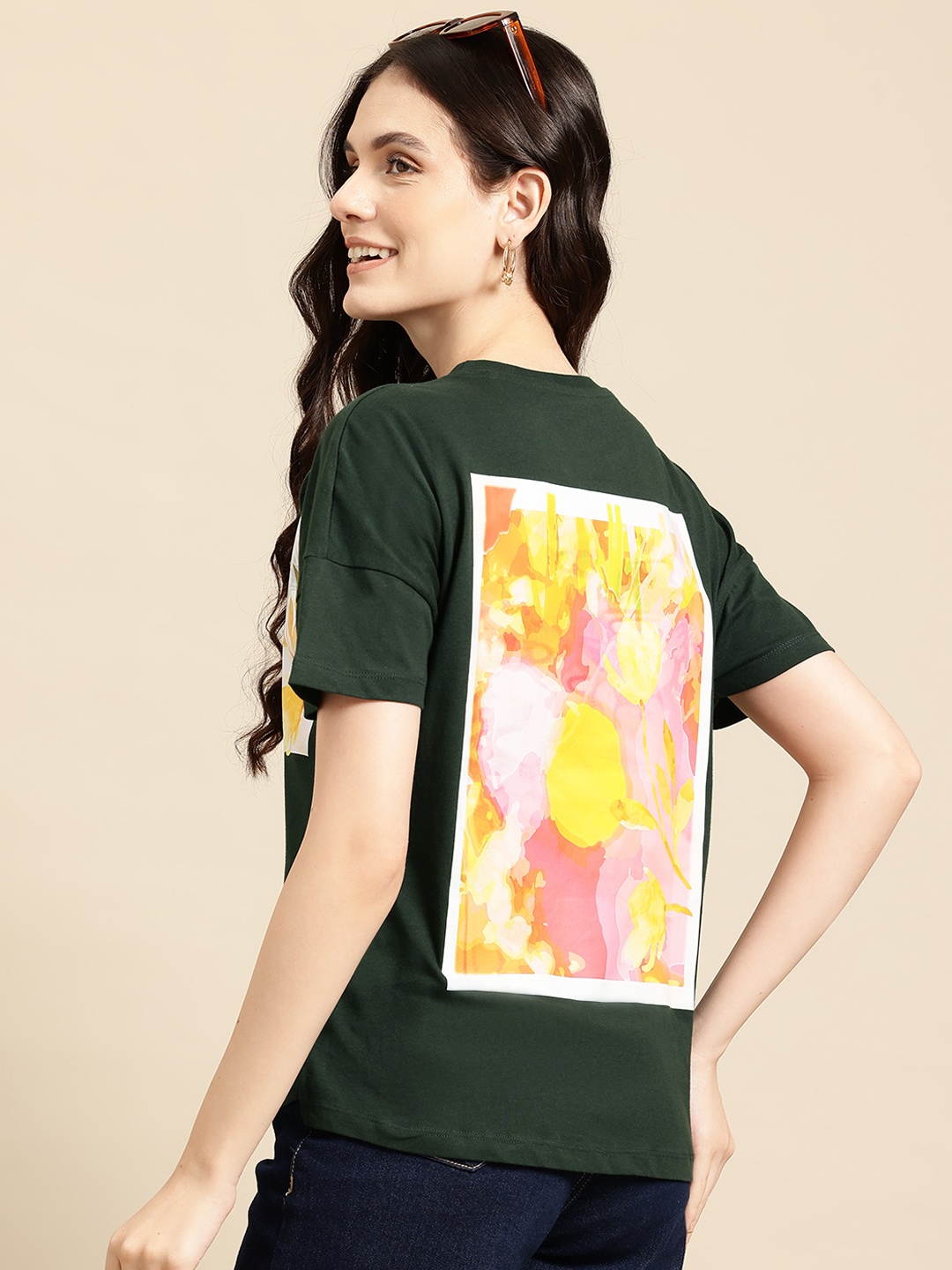 Mast & Harbour Women Floral Printed Drop-Shoulder Sleeves T-shirt, Green
Mast & Harbour Women Floral Printed Drop-Shoulder Sleeves T-shirt, Green