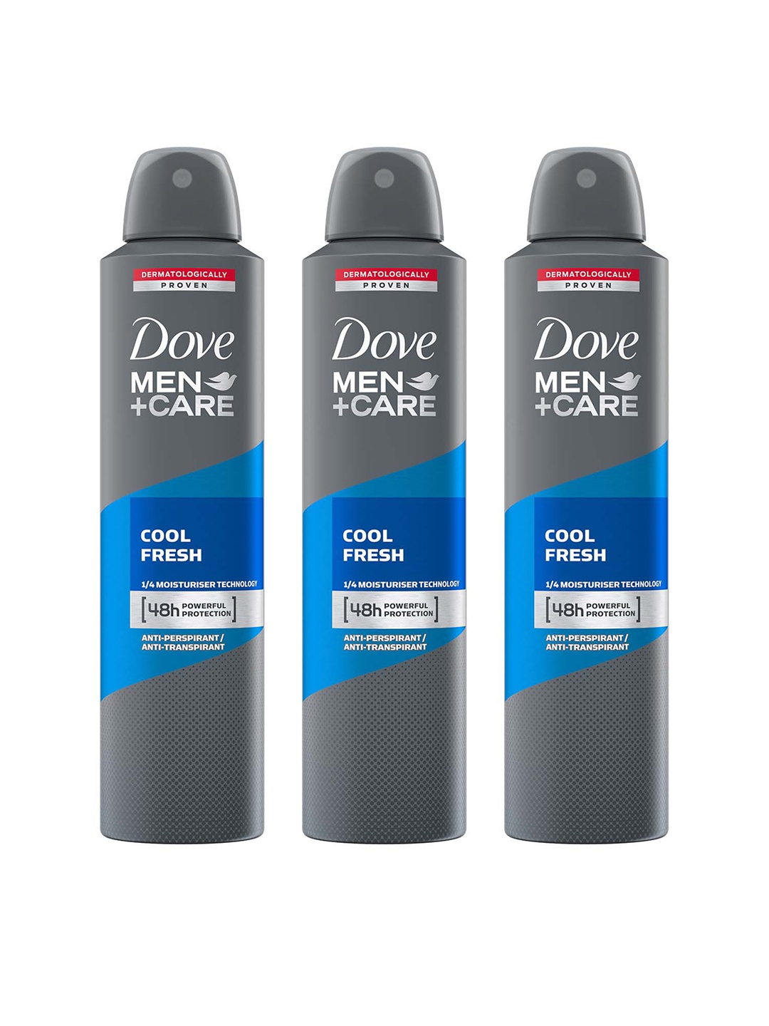 Dove Men Set Of 3 +Care Cool Fresh Dry Spray Antiperspirant Deodorant - 250ml Each, Blue
Dove Men Set Of 3 +Care Cool Fresh Dry Spray Antiperspirant Deodorant - 250ml Each, Blue