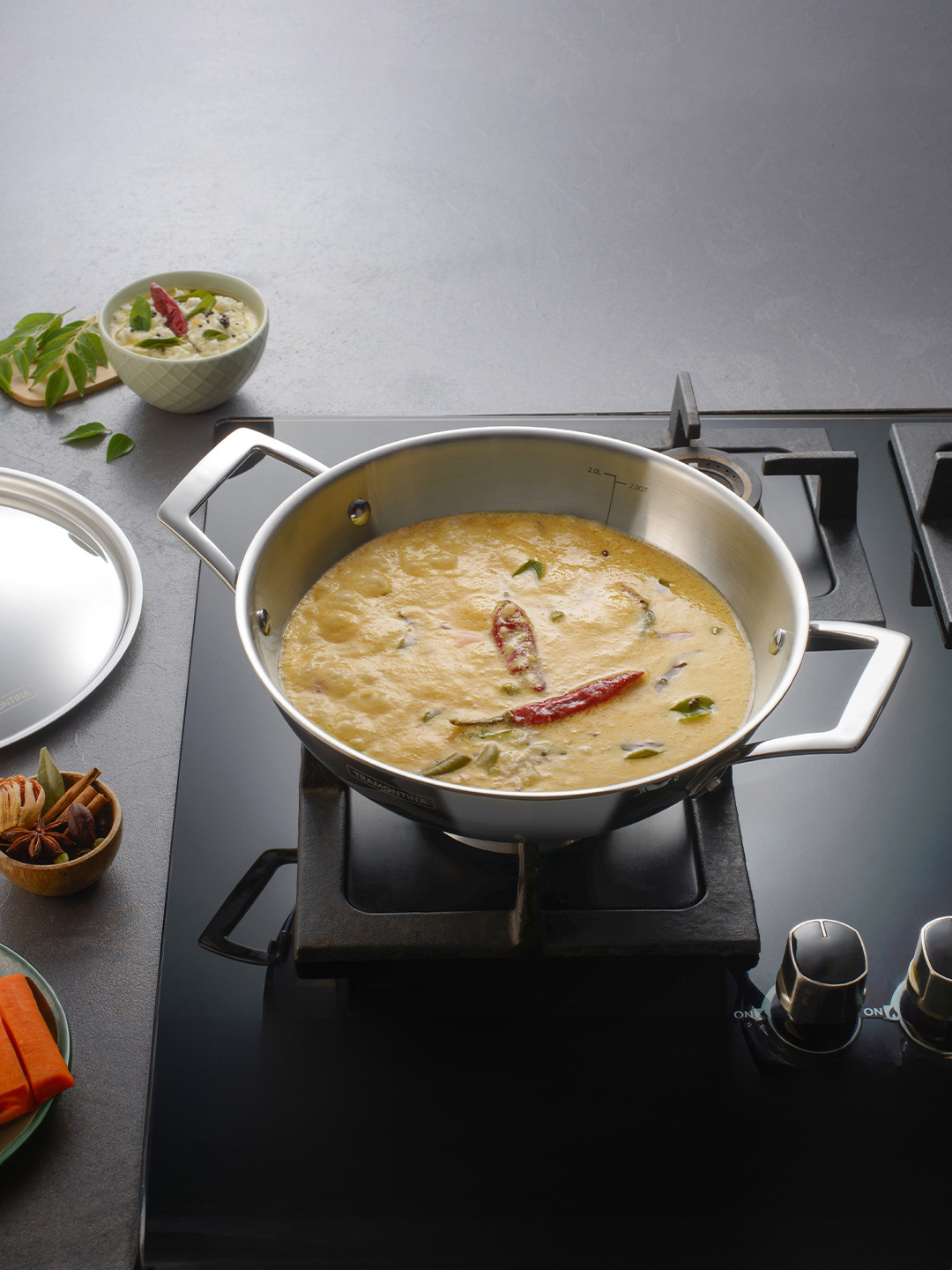 Tramontina Aeion Non Toxic Stainless Steel Triply Induction Base Kadai with lid 24cm, Silver
Tramontina Aeion Non Toxic Stainless Steel Triply Induction Base Kadai with lid 24cm, Silver