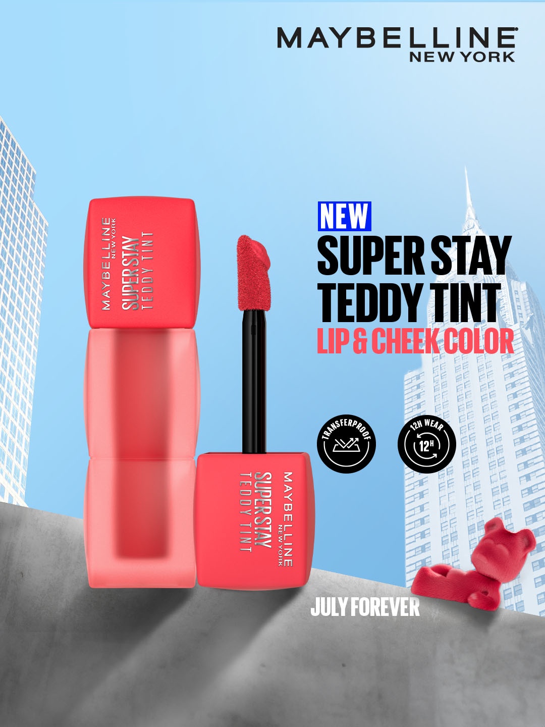 Maybelline New York Superstay Teddy Tint Lip & Cheek Color 5 ml - July Forever 35, Red
Maybelline New York Superstay Teddy Tint Lip & Cheek Color 5 ml - July Forever 35, Red