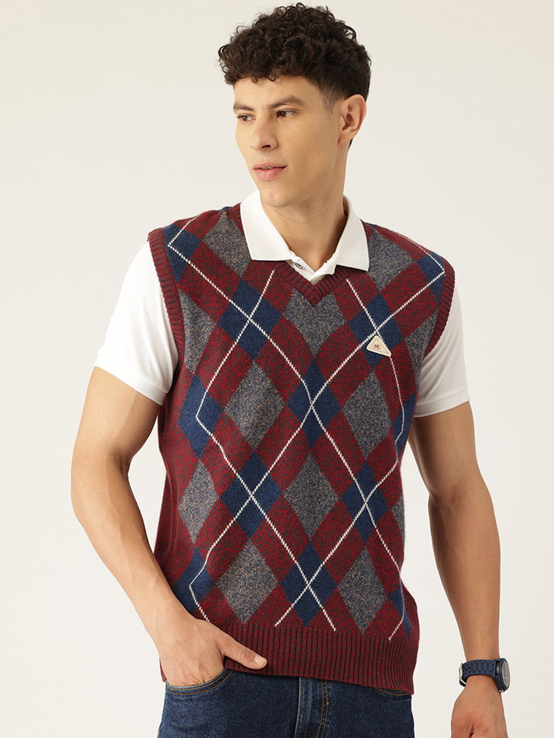 Monte Carlo Geometric Woollen Sweater Vest, Red
Monte Carlo Geometric Woollen Sweater Vest, Red