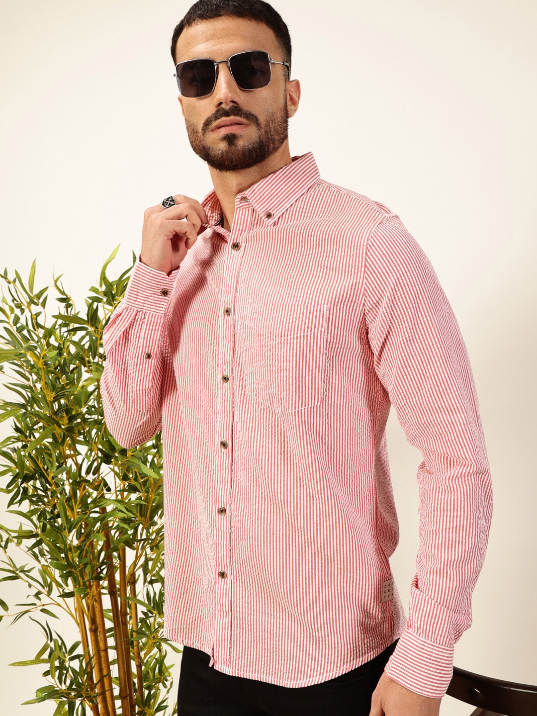 Thomas Scott Men Premium Slim Fit Striped Button-Down Collar Pure Cotton Casual Shirt, Red
Thomas Scott Men Premium Slim Fit Striped Button-Down Collar Pure Cotton Casual Shirt, Red