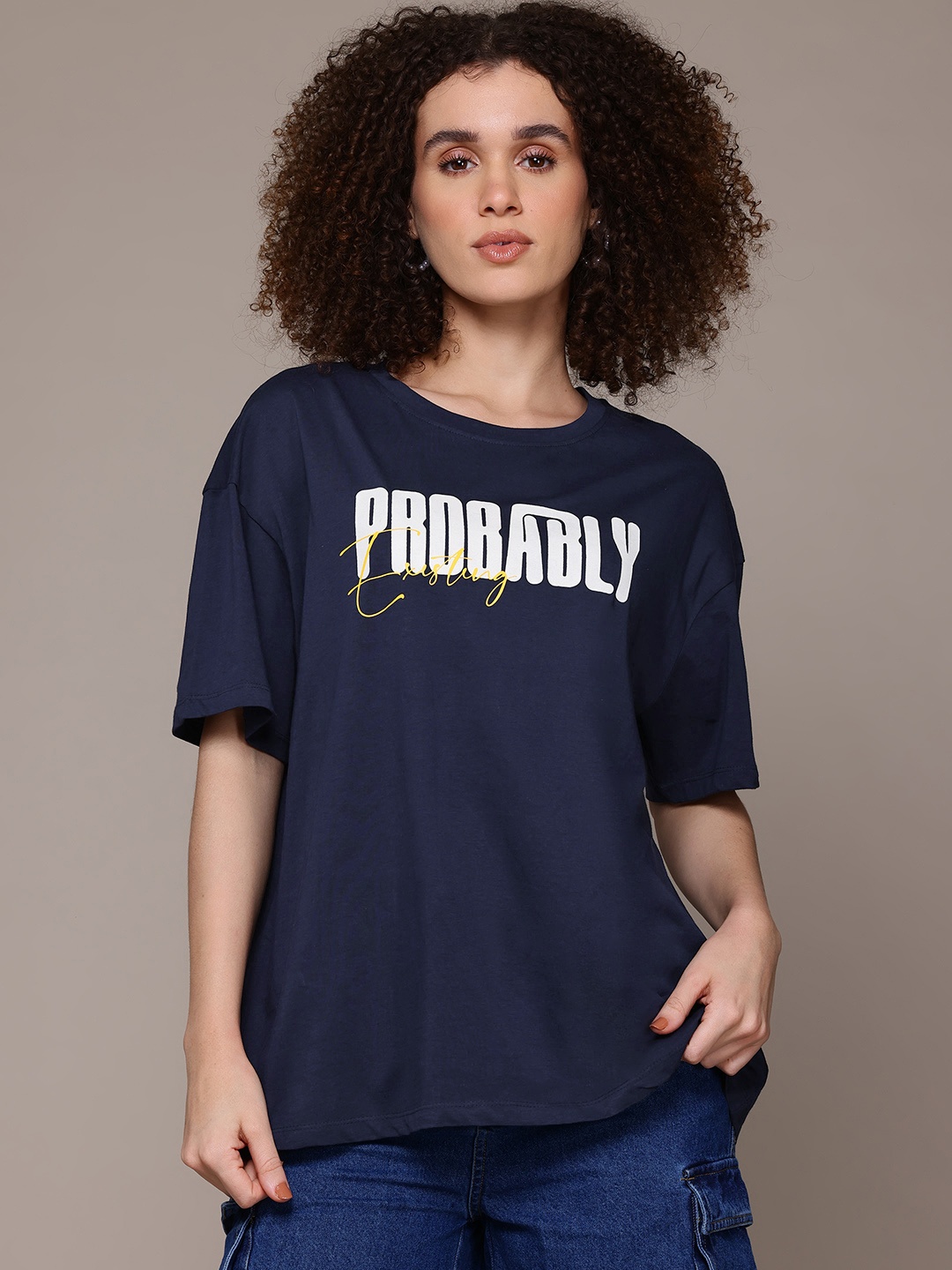 The Roadster Lifestyle Co. Typography Printed Pure Cotton Oversized T-Shirt, Navy blue
The Roadster Lifestyle Co. Typography Printed Pure Cotton Oversized T-Shirt, Navy blue