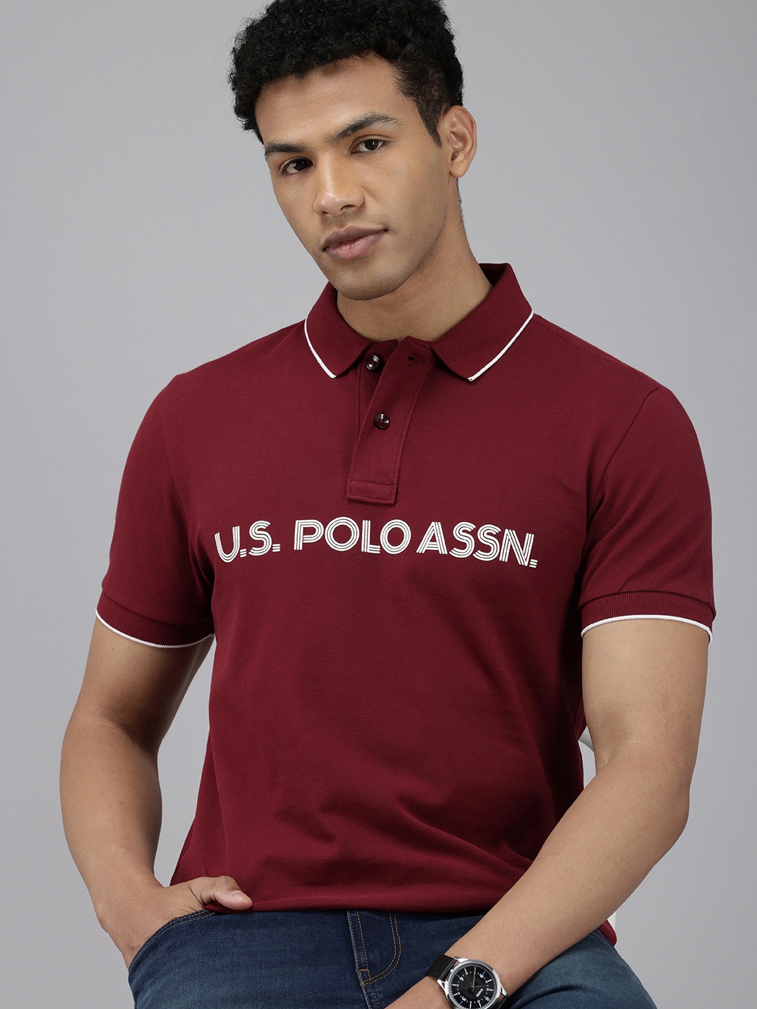 U.S. Polo Assn. Denim Co. Brand Logo Printed Polo Collar Pure Cotton Slim Fit T-shirt, Maroon
U.S. Polo Assn. Denim Co. Brand Logo Printed Polo Collar Pure Cotton Slim Fit T-shirt, Maroon