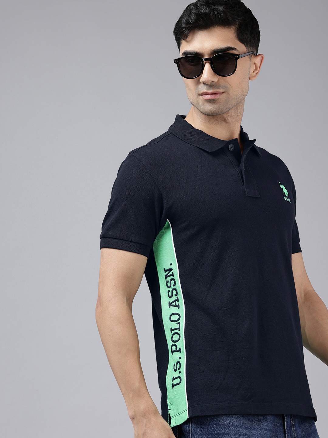 U.S. Polo Assn. Brand Logo Embroidered Polo Collar Pure Cotton Slim Fit T-shirt, Navy blue
U.S. Polo Assn. Brand Logo Embroidered Polo Collar Pure Cotton Slim Fit T-shirt, Navy blue