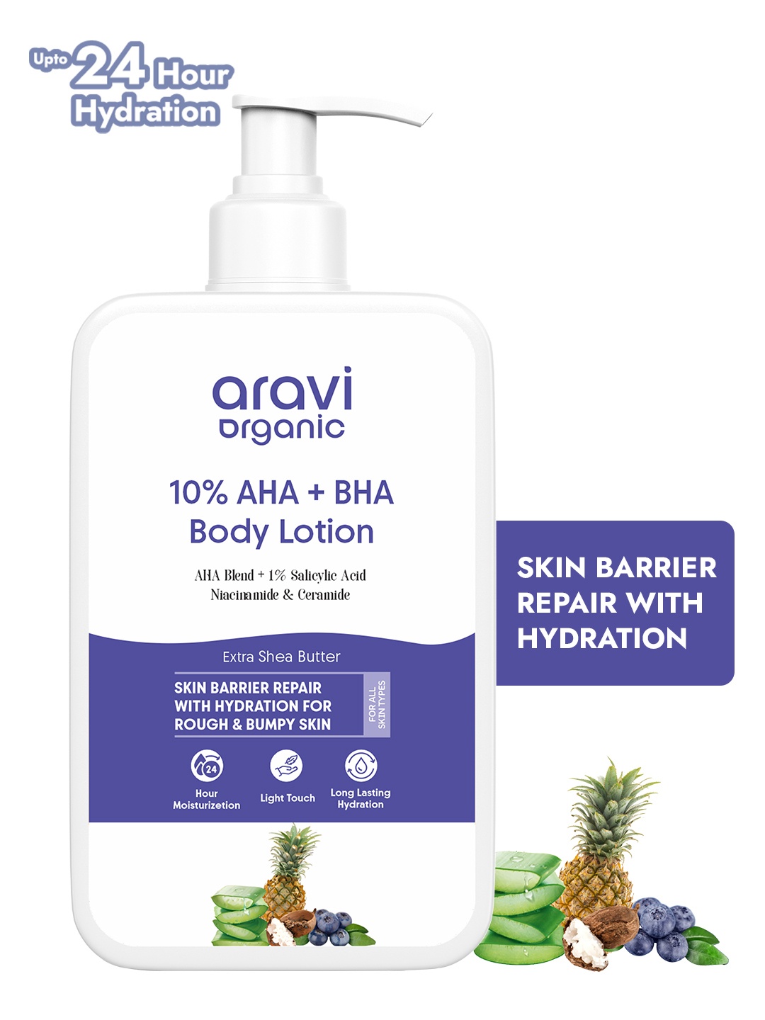 Aravi Organic 10% AHA Blend + 1% Salicylic Acid Light Touch & Non Sticky Body Lotion 200ml, White
Aravi Organic 10% AHA Blend + 1% Salicylic Acid Light Touch & Non Sticky Body Lotion 200ml, White