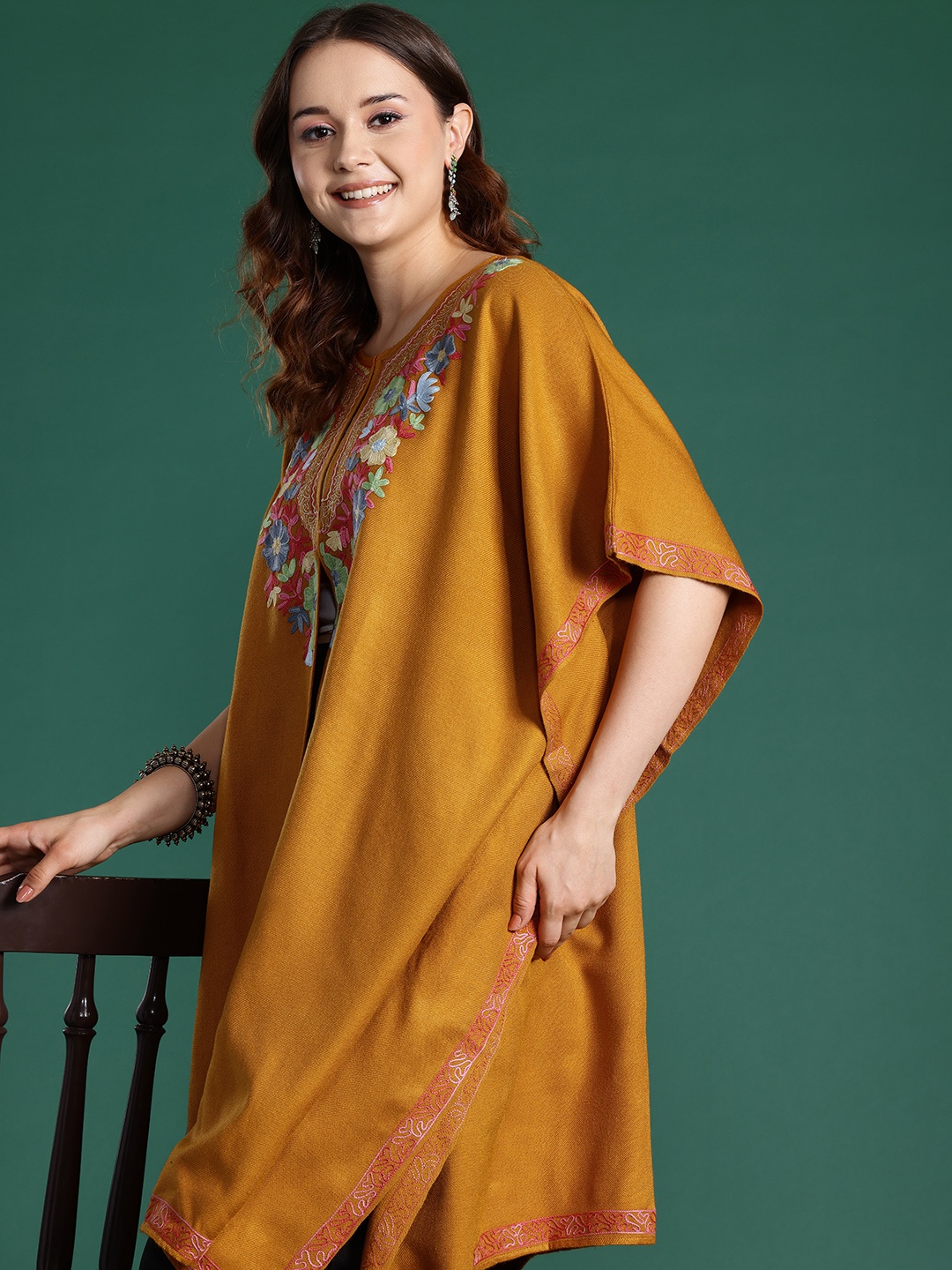 Sangria Floral Embroidered Flared Sleeves Thread Work Jacquard Kaftan Kurta, Mustard
Sangria Floral Embroidered Flared Sleeves Thread Work Jacquard Kaftan Kurta, Mustard