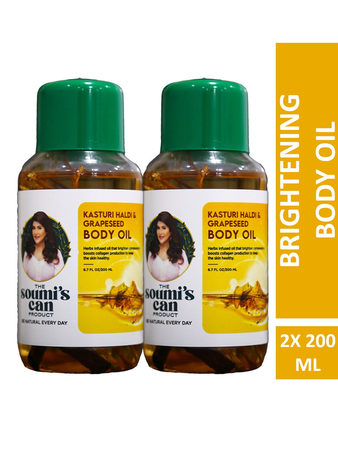 THE SOUMI'S CAN PRODUCT Set of 2 Kasturi Haldi & Grapeseed Body Oil - 200 ml each, White
THE SOUMI'S CAN PRODUCT Set of 2 Kasturi Haldi & Grapeseed Body Oil - 200 ml each, White