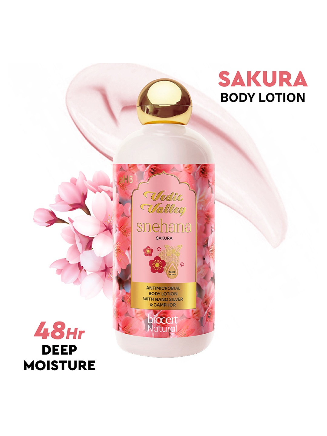 Vedic Valley Snehana Sakura Glow Body Lotion With Nano Silver & Camphor - 300ml, Pink
Vedic Valley Snehana Sakura Glow Body Lotion With Nano Silver & Camphor - 300ml, Pink