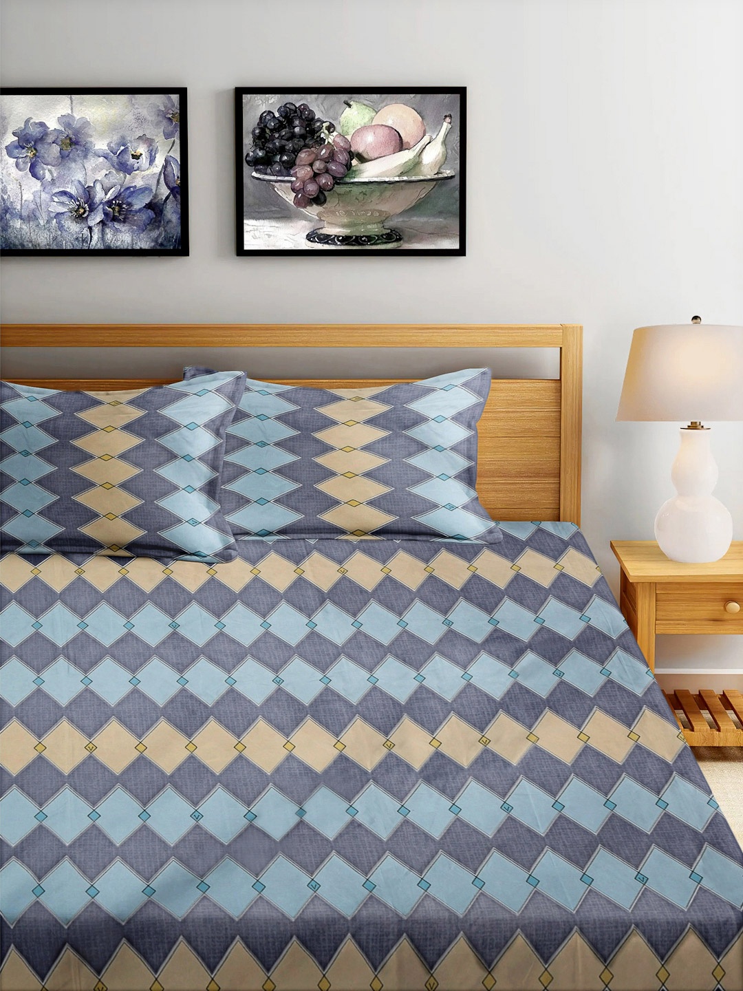 FABINALIV Blue & Yellow Geometric 300 TC King Size Double Bedsheet with 2 Pillow Covers
FABINALIV Blue & Yellow Geometric 300 TC King Size Double Bedsheet with 2 Pillow Covers