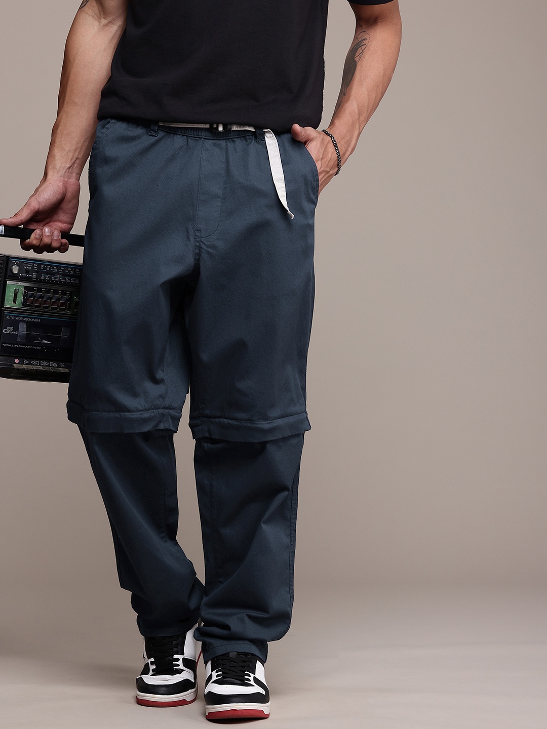 The Roadster Life Co. Men Pure Cotton Relaxed Loose Fit Convertible Trousers, Navy blue
The Roadster Life Co. Men Pure Cotton Relaxed Loose Fit Convertible Trousers, Navy blue