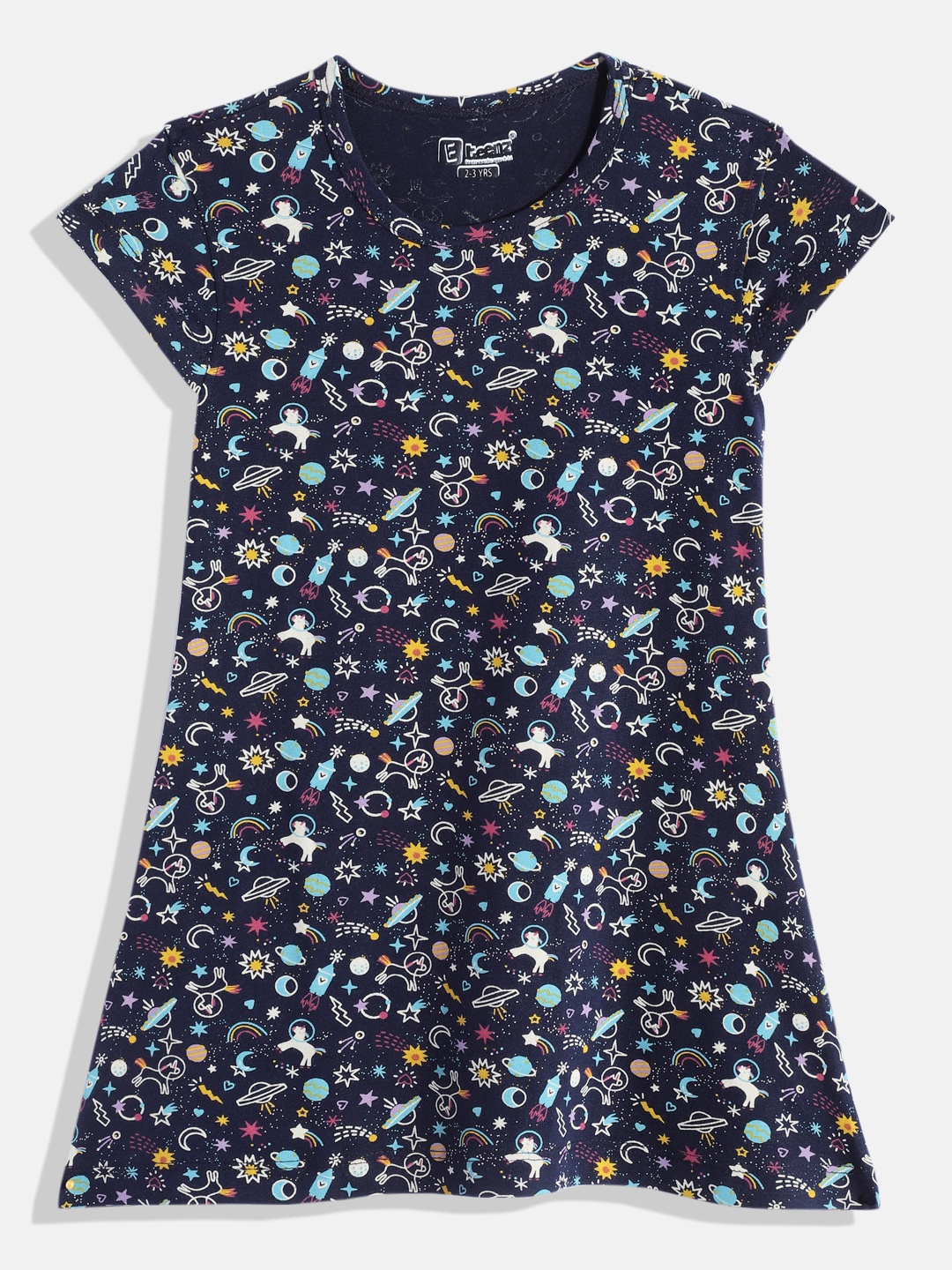 Eteenz Girls Conversational Cap Sleeves Printed Pure Cotton A-Line Dress, Navy blue
Eteenz Girls Conversational Cap Sleeves Printed Pure Cotton A-Line Dress, Navy blue