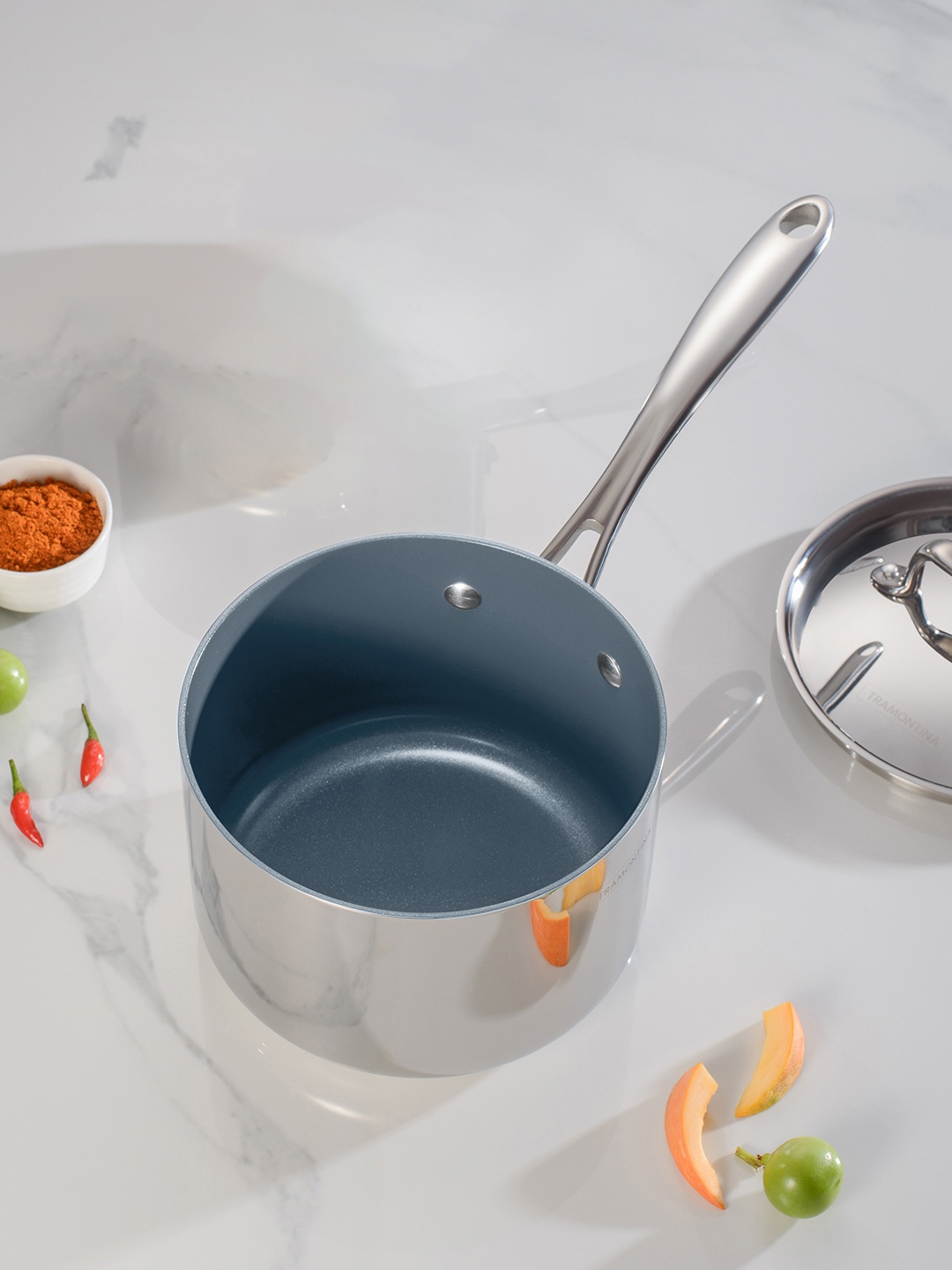 Tramontina Fusao Non Toxic Stainless Steel Ceramic Triply Sauce Pan with Lid 2.1L, Silver
Tramontina Fusao Non Toxic Stainless Steel Ceramic Triply Sauce Pan with Lid 2.1L, Silver