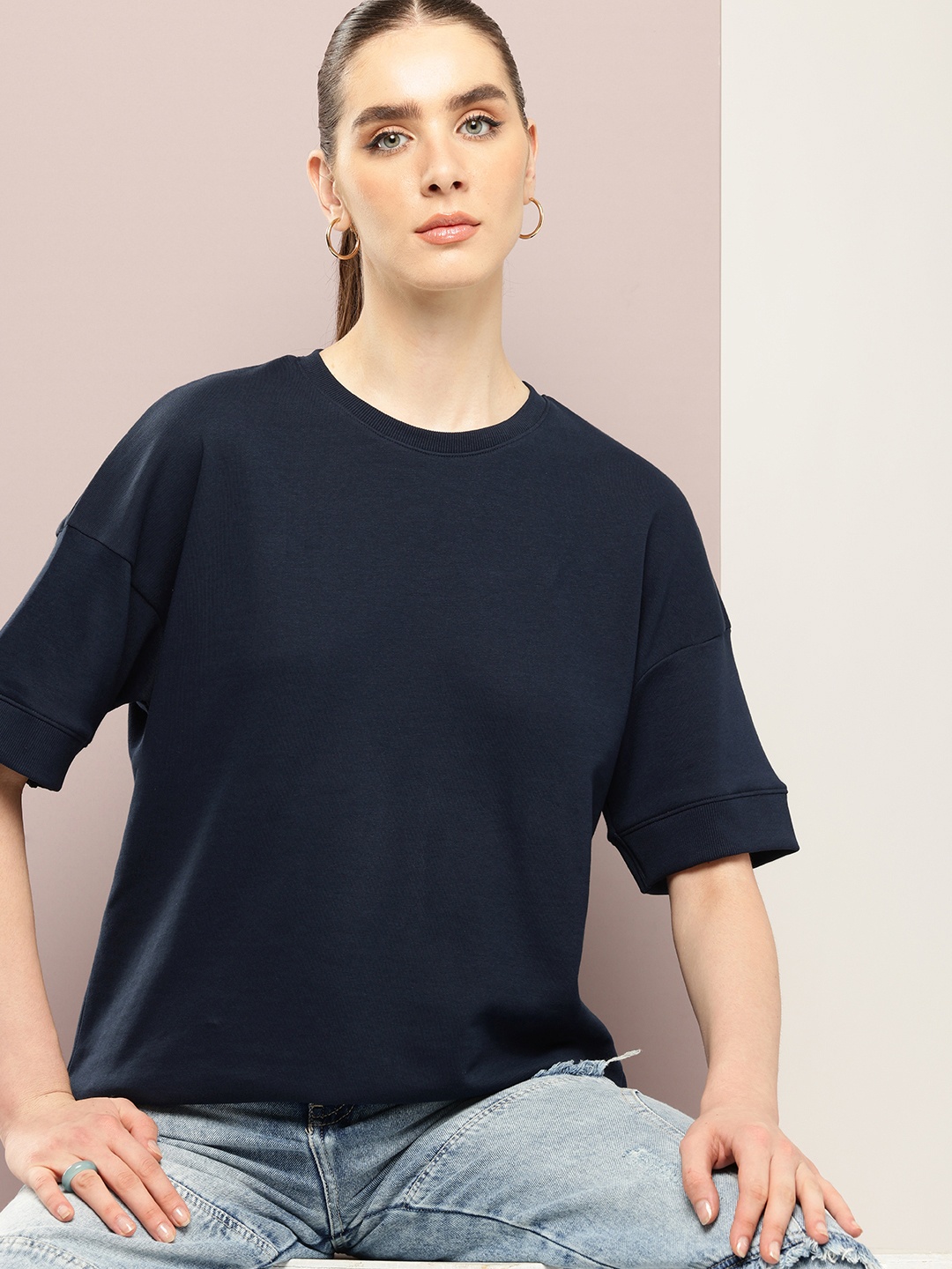 DILLINGER Women Oversized Drop Shoulder Ultra Soft Drapey Cotton Crew Neck T-Shirt, Navy blue
DILLINGER Women Oversized Drop Shoulder Ultra Soft Drapey Cotton Crew Neck T-Shirt, Navy blue