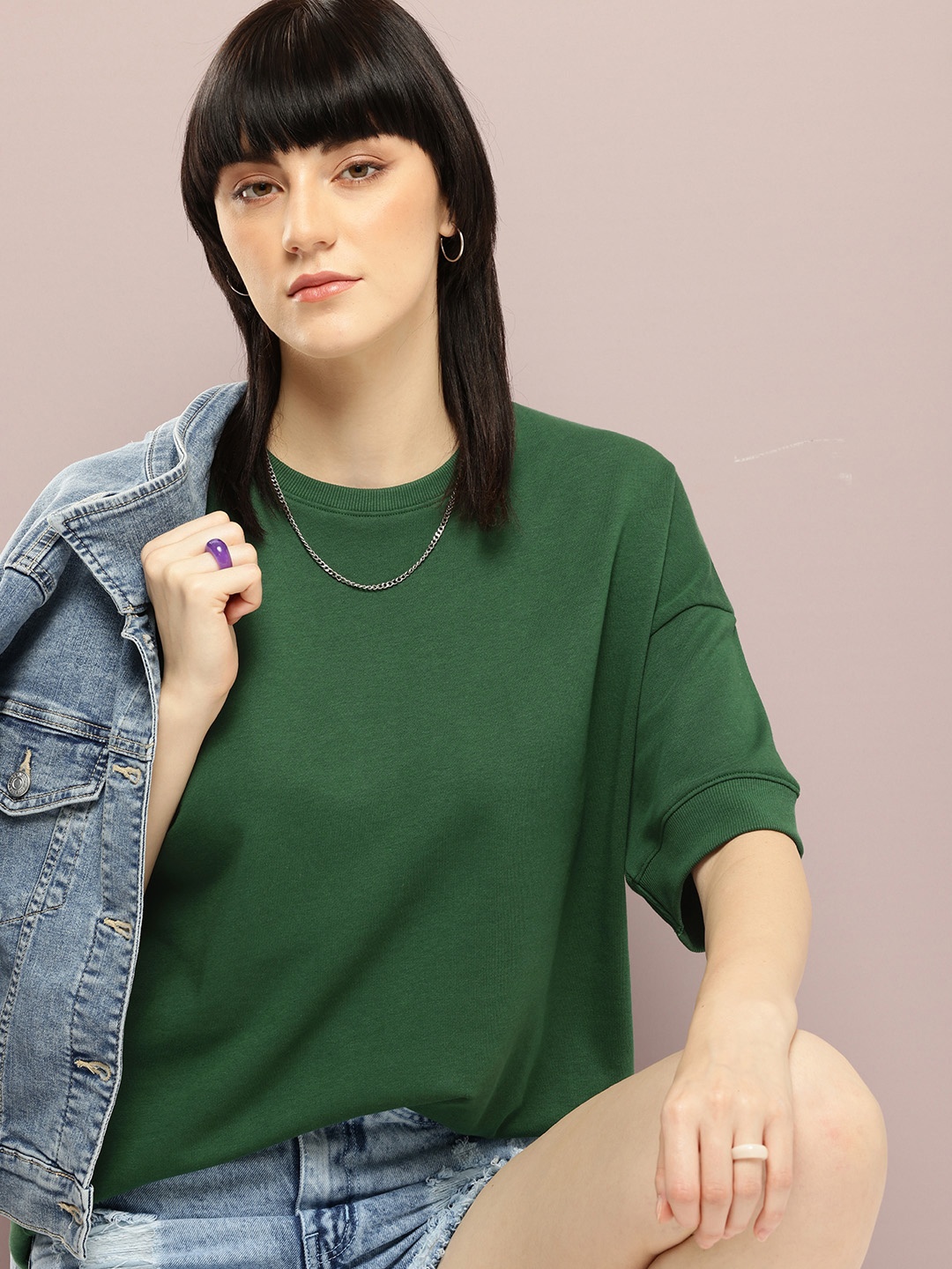 DILLINGER Women Oversized Drop Shoulder Ultra Soft Drapey Cotton Crew Neck T-Shirt, Green
DILLINGER Women Oversized Drop Shoulder Ultra Soft Drapey Cotton Crew Neck T-Shirt, Green