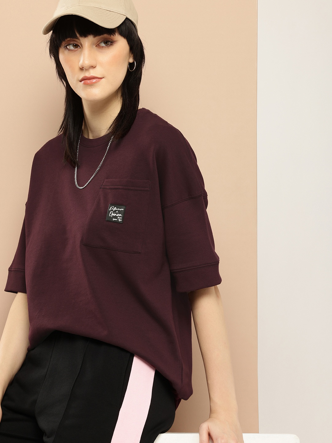 Difference of Opinion Women Oversized Drop Shoulder Ultra Soft Drapey Cotton T-Shirt, Burgundy
Difference of Opinion Women Oversized Drop Shoulder Ultra Soft Drapey Cotton T-Shirt, Burgundy
