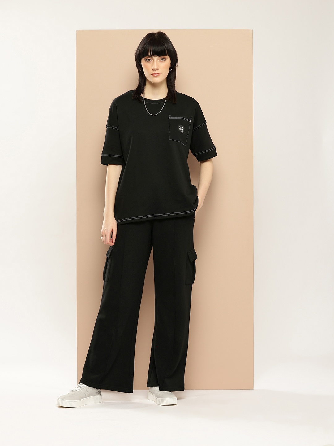 Difference of Opinion Women Oversized Drop Shoulder Ultra Soft Drapey Cotton Co-Ords Set, Black
Difference of Opinion Women Oversized Drop Shoulder Ultra Soft Drapey Cotton Co-Ords Set, Black