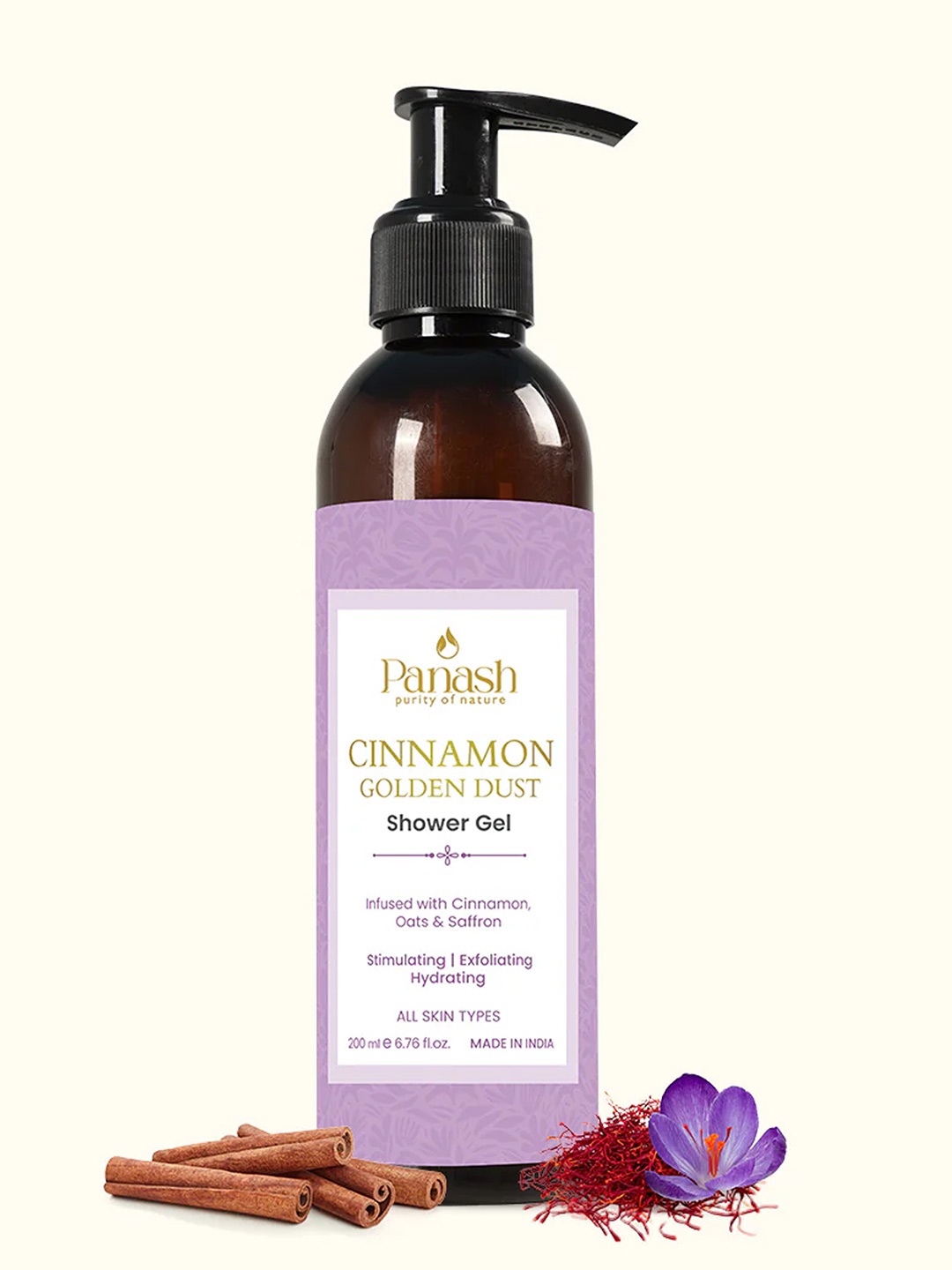 PANASH Cinnamon Golden Dust Shower Gel Infused With Cinnamon, Oats & Saffron - 200ml, Purple
PANASH Cinnamon Golden Dust Shower Gel Infused With Cinnamon, Oats & Saffron - 200ml, Purple