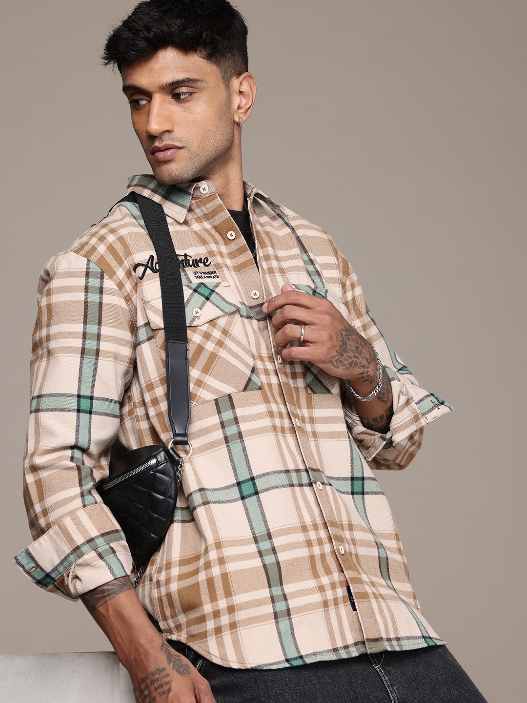 The Roadster Life Co. Typography Embroidered Relaxed Fit Checked Casual Shacket, Beige
The Roadster Life Co. Typography Embroidered Relaxed Fit Checked Casual Shacket, Beige