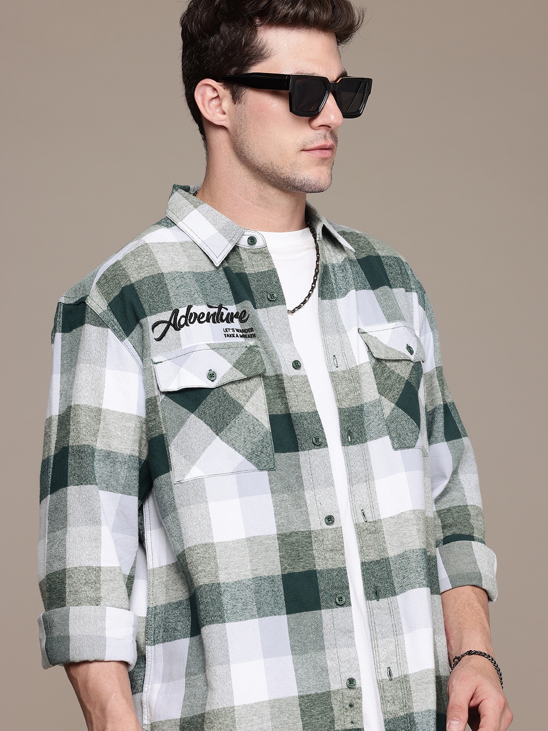 The Roadster Life Co. Relaxed Fit Checked Embroidered Casual Shacket, Grey melange
The Roadster Life Co. Relaxed Fit Checked Embroidered Casual Shacket, Grey melange