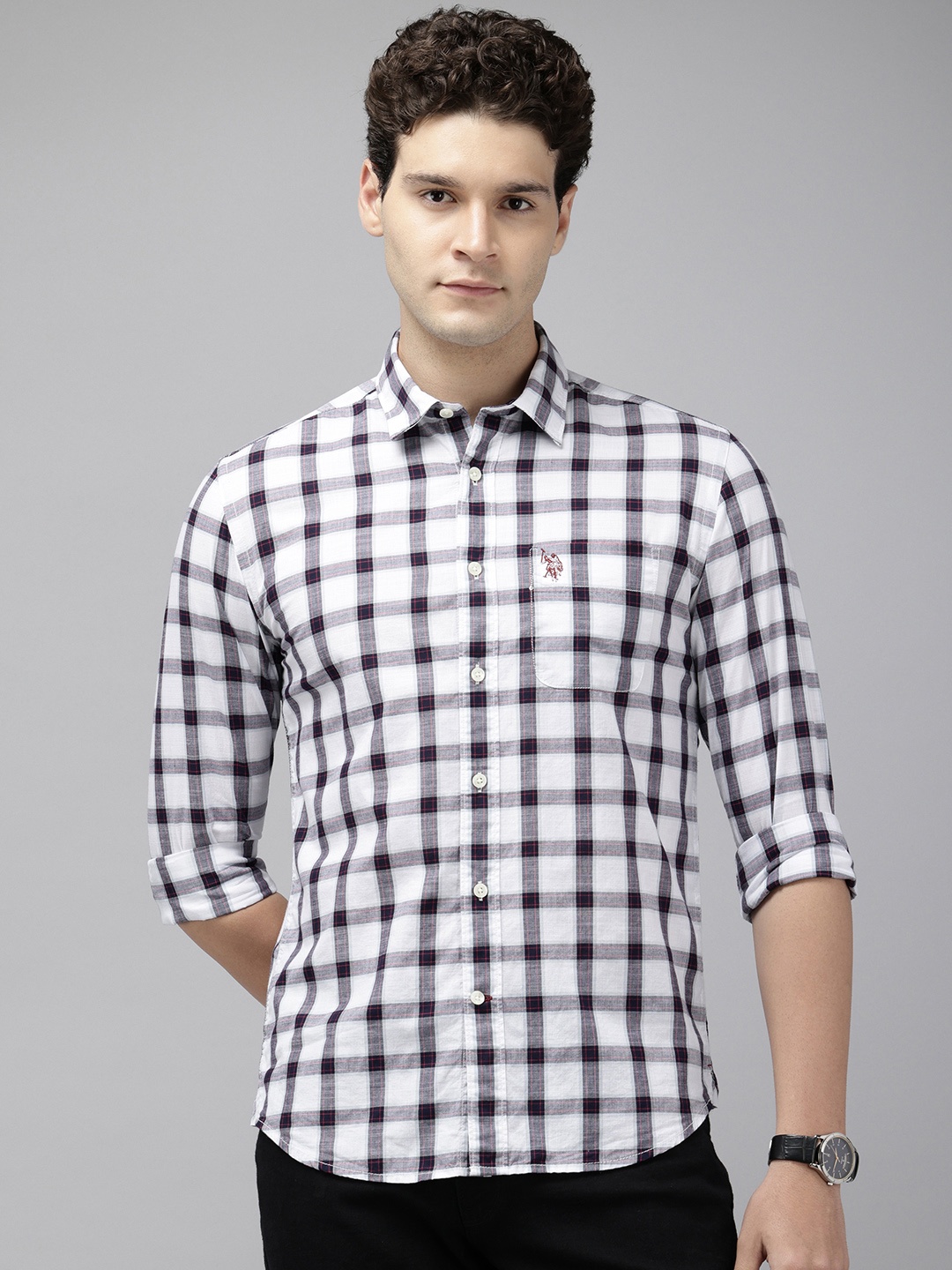 U.S. Polo Assn. Denim Co. Windowpane Checks Opaque Pure Cotton Casual Shirt, White
U.S. Polo Assn. Denim Co. Windowpane Checks Opaque Pure Cotton Casual Shirt, White