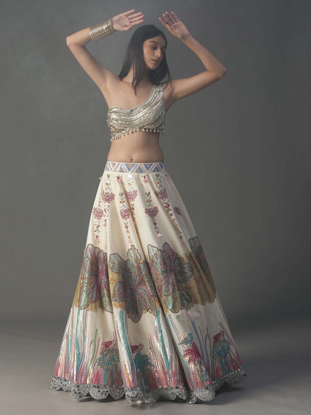 ARPITA SULAKSHANA Embellished Beads & Stones Made to Measure Lehenga & Blouse With Dupatta, Cream
ARPITA SULAKSHANA Embellished Beads & Stones Made to Measure Lehenga & Blouse With Dupatta, Cream