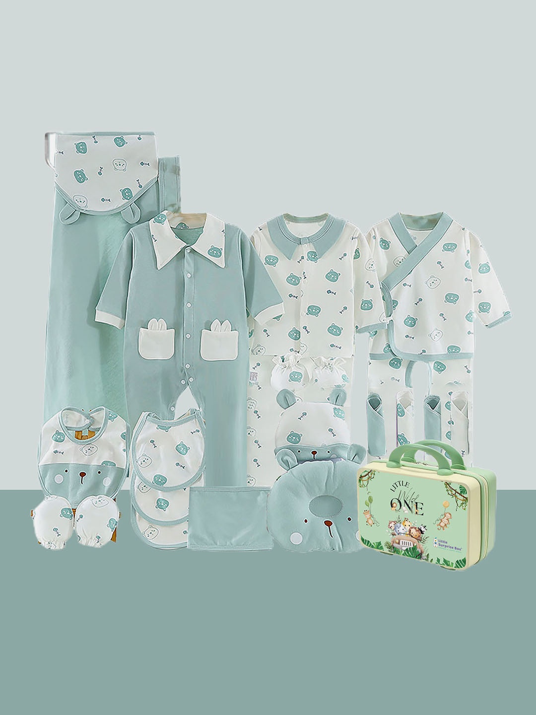 Little Surprise Box 22Pcs 3D Ear Rabbit Newborn Baby Winter Wear Gift Hamper Box, Green
Little Surprise Box 22Pcs 3D Ear Rabbit Newborn Baby Winter Wear Gift Hamper Box, Green