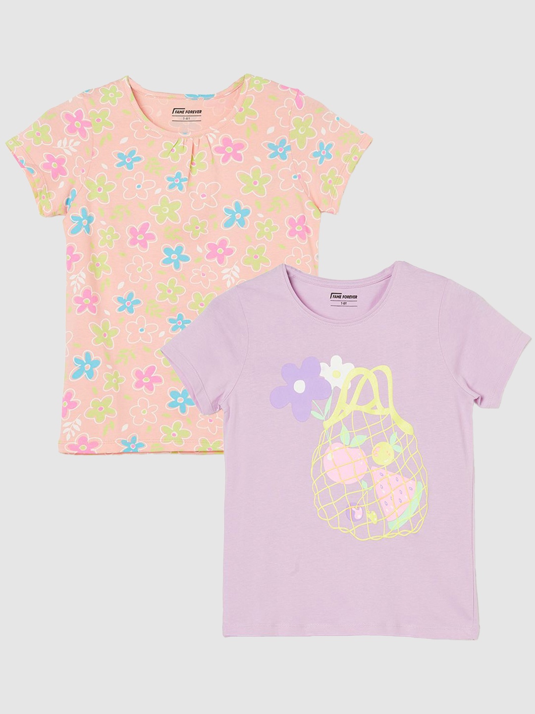 Fame Forever by Lifestyle Girls Pack Of 2 Printed Round Neck Pure Cotton T-Shirts, Purple
Fame Forever by Lifestyle Girls Pack Of 2 Printed Round Neck Pure Cotton T-Shirts, Purple